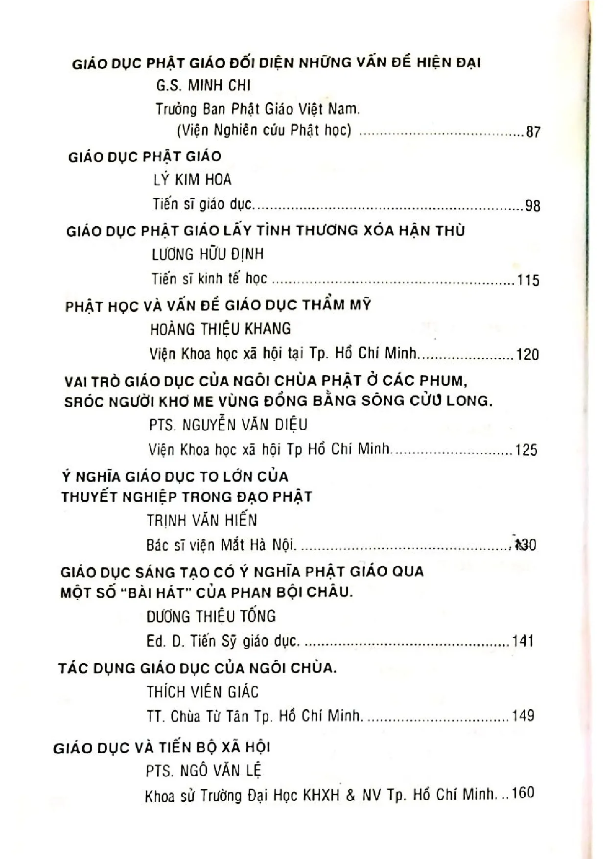 Mục lục chi tiết trang 1 sách Giáo dục phật giáo trong thời hiện đại