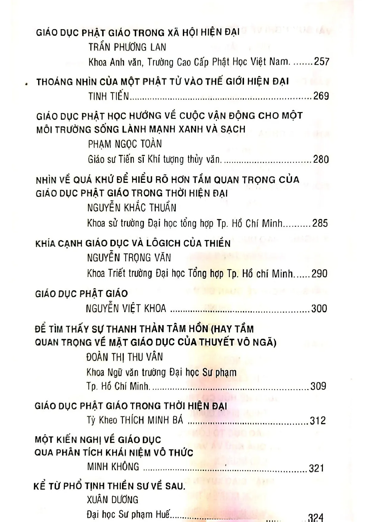 Mục lục chi tiết trang 3 sách Giáo dục phật giáo trong thời hiện đại