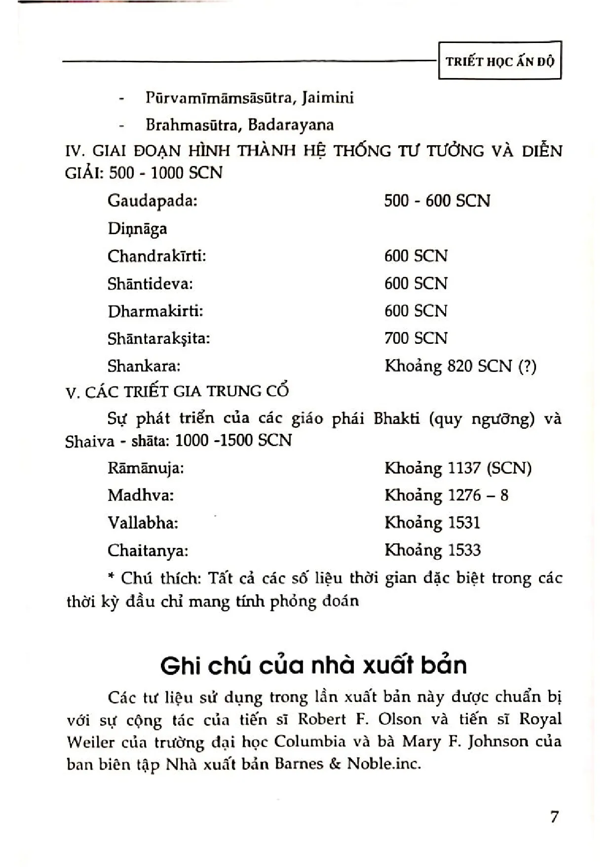 Mục lục chi tiết trang 3 sách Triết học Ấn độ