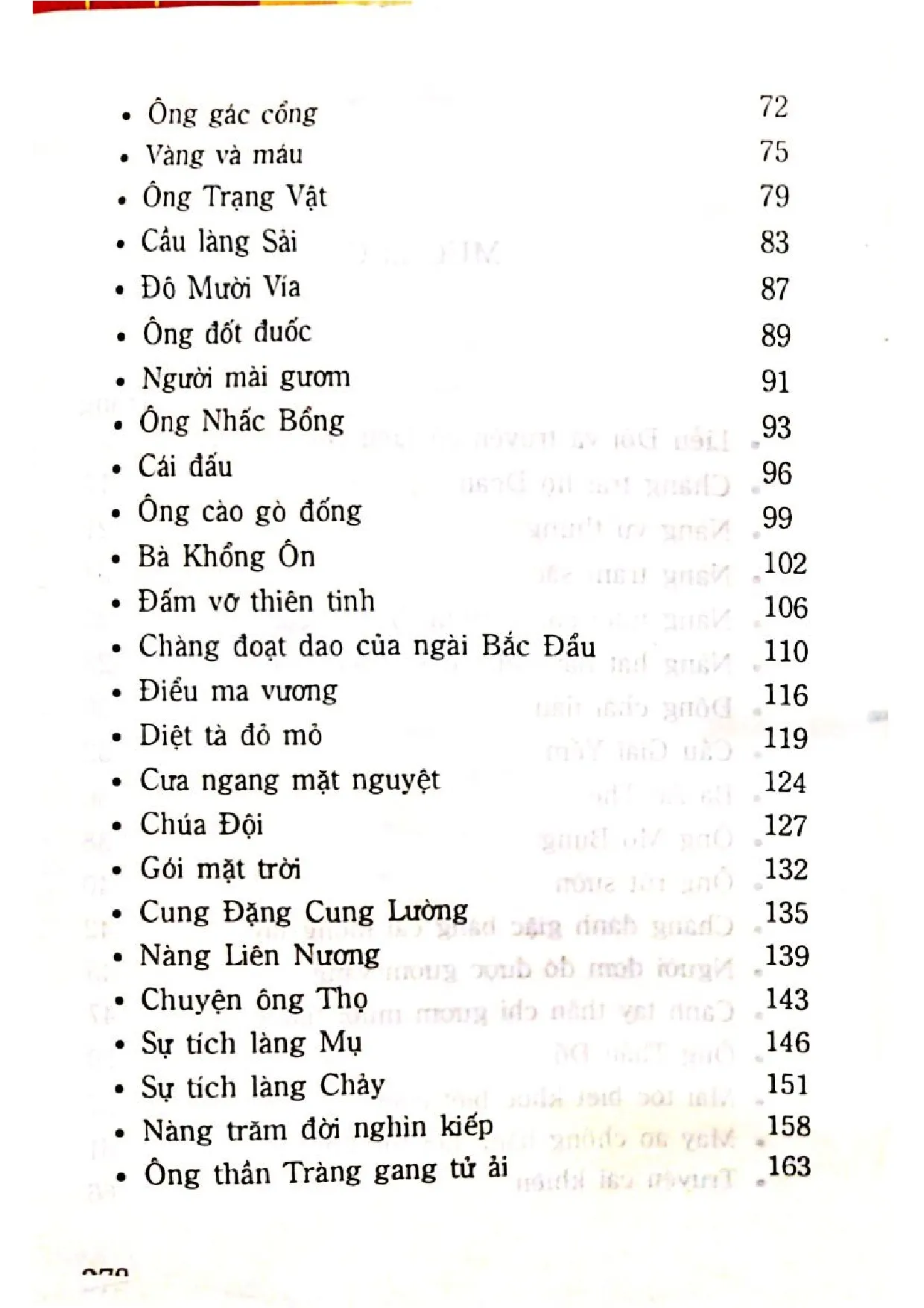 Mục lục chi tiết trang 1 sách Truyện cổ Liễu Đôi