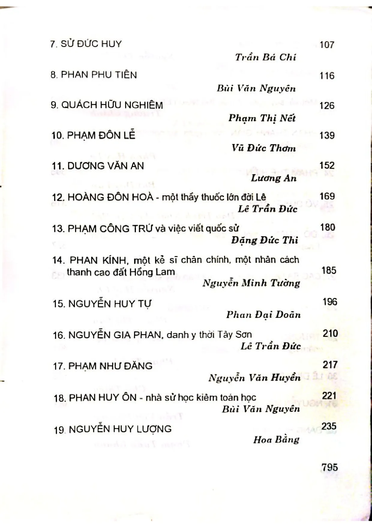 Mục lục chi tiết trang 1 sách Lịch sử và văn hóa Việt Nam những gương mặt trí thứ, tập 2