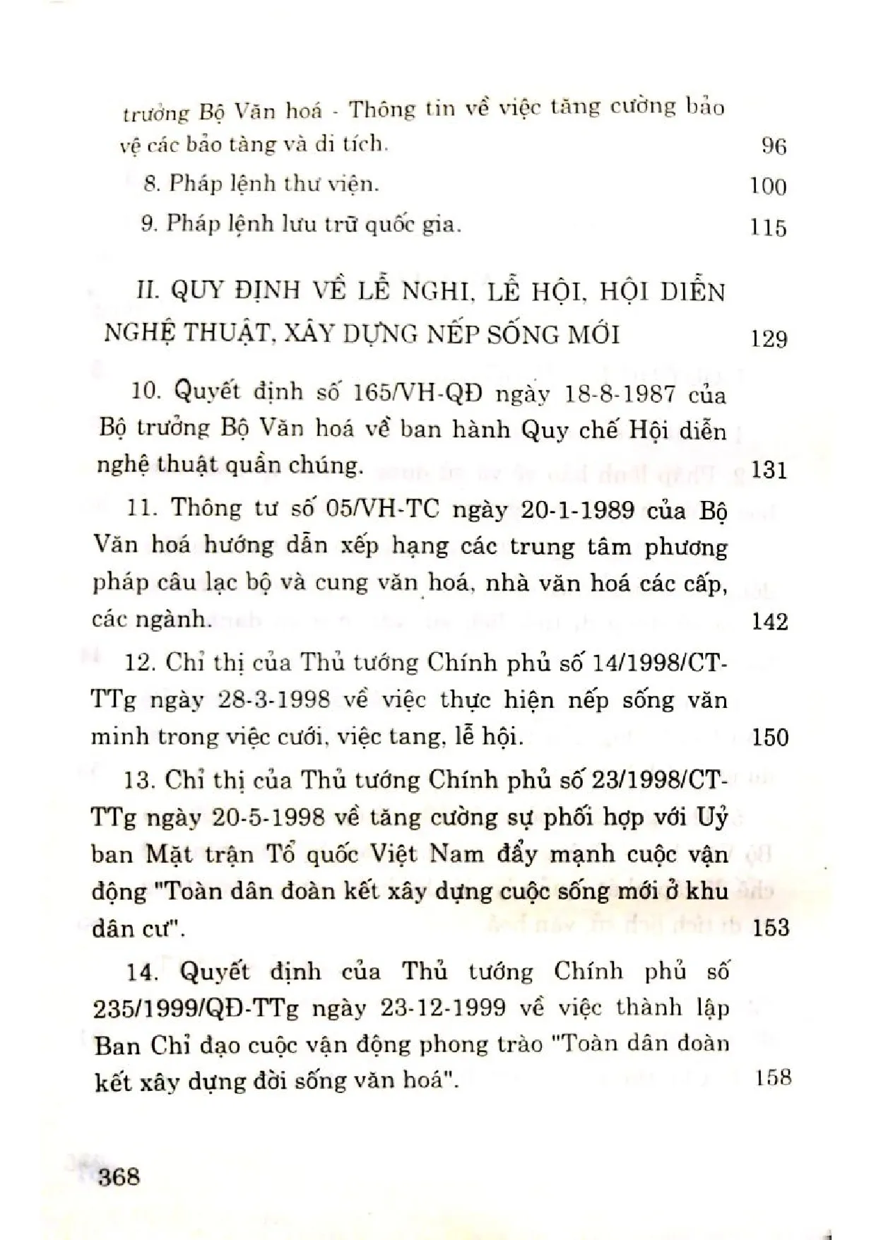 Mục lục chi tiết trang 1 sách Những quy định của pháp luật về bảo vệ di sản văn hóa