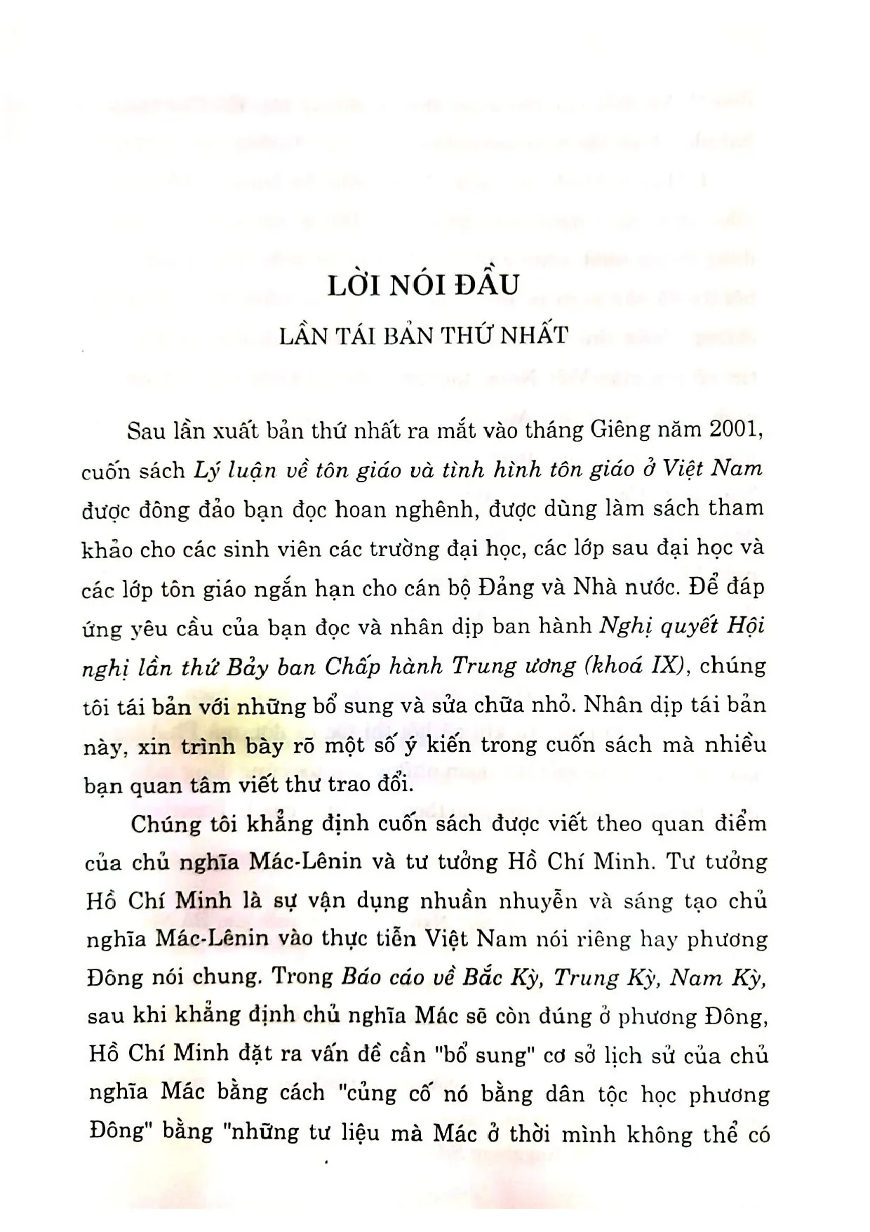 Mục lục chi tiết trang 2 sách Lý luận về tôn giáo và tình hình tôn giáo ở Việt Nam