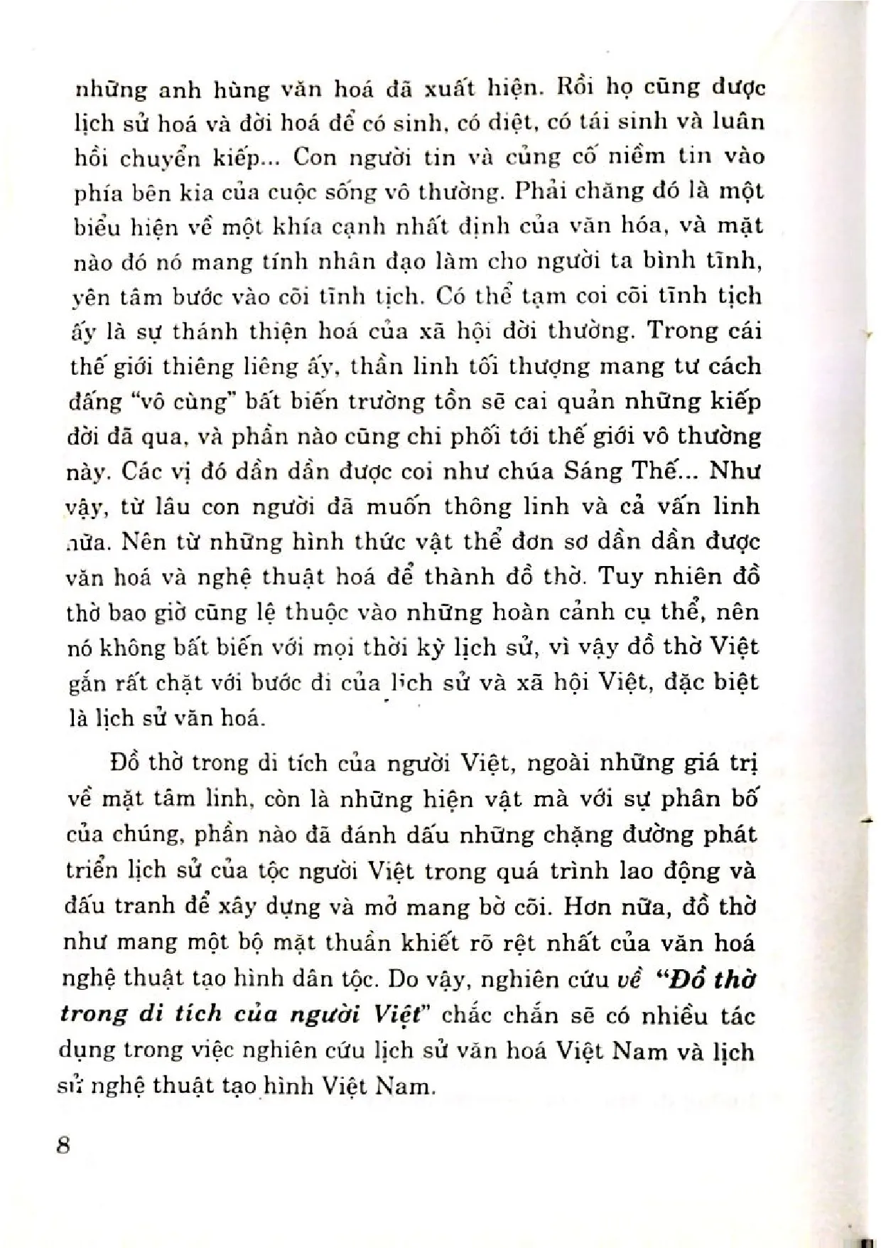Nội dung trang phụ bản giới thiệu sách Đồ thờ trong di tích của người Việt