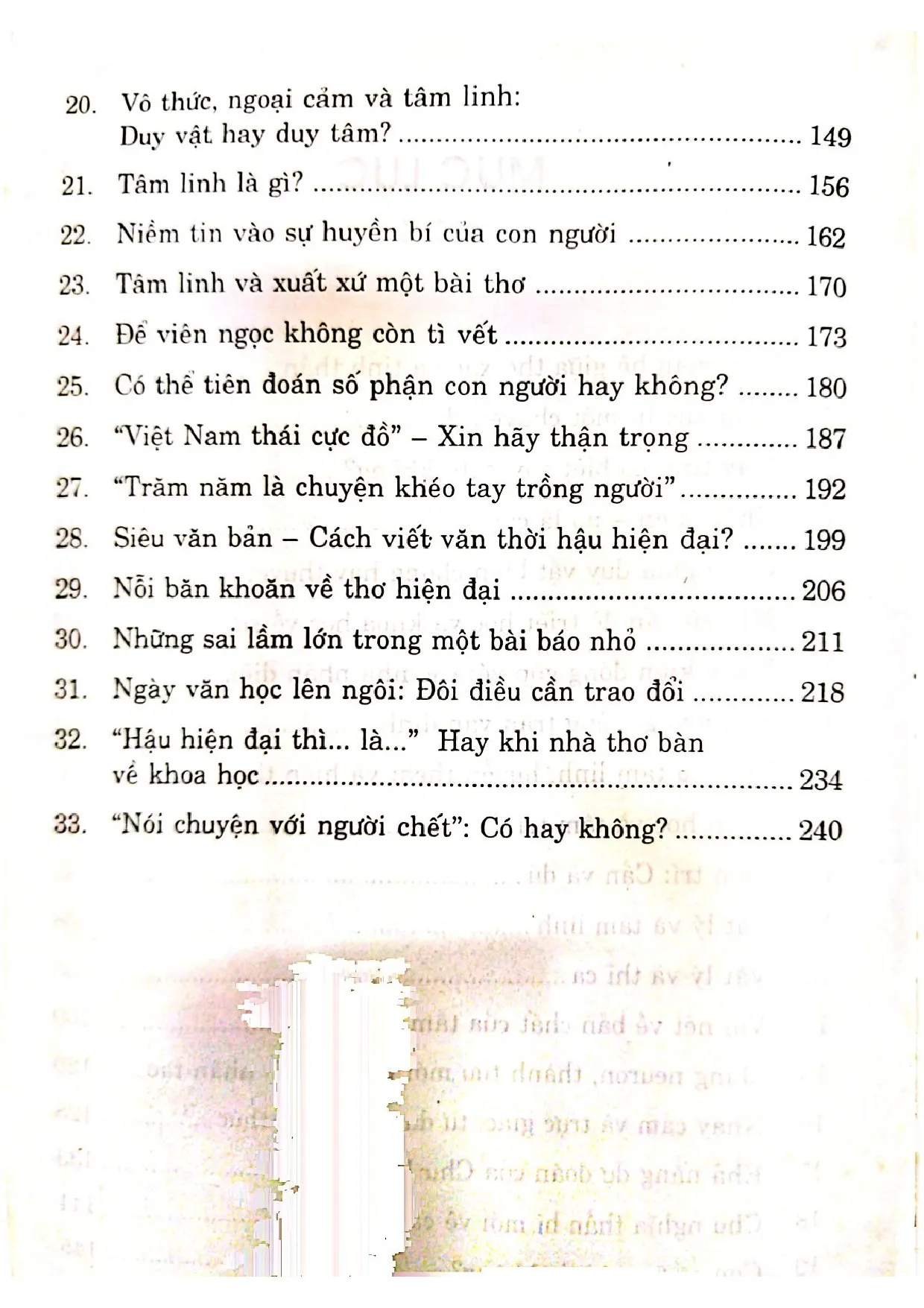 Mục lục chi tiết trang 1 sách Hiện tượng tâm linh