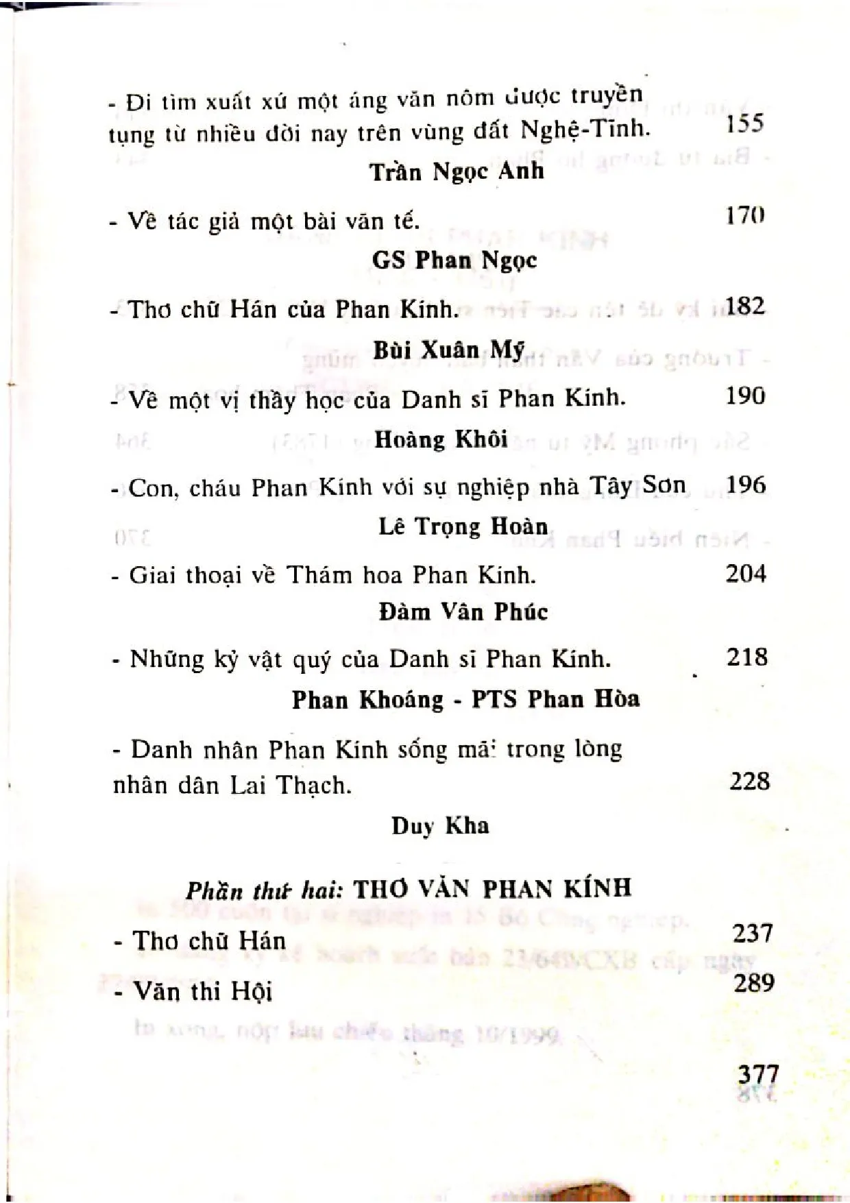 Mục lục chi tiết trang 2 sách Danh nhân Phan Kính