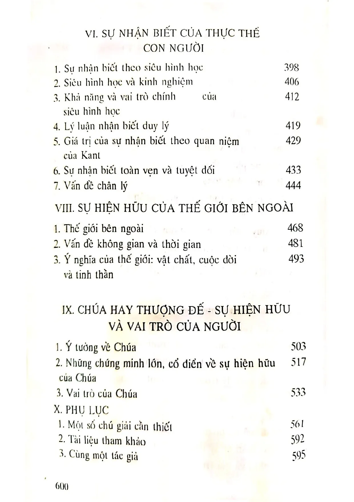 Mục lục chi tiết trang 2 sách Những chủ đề cơ bản của triết học phương tây
