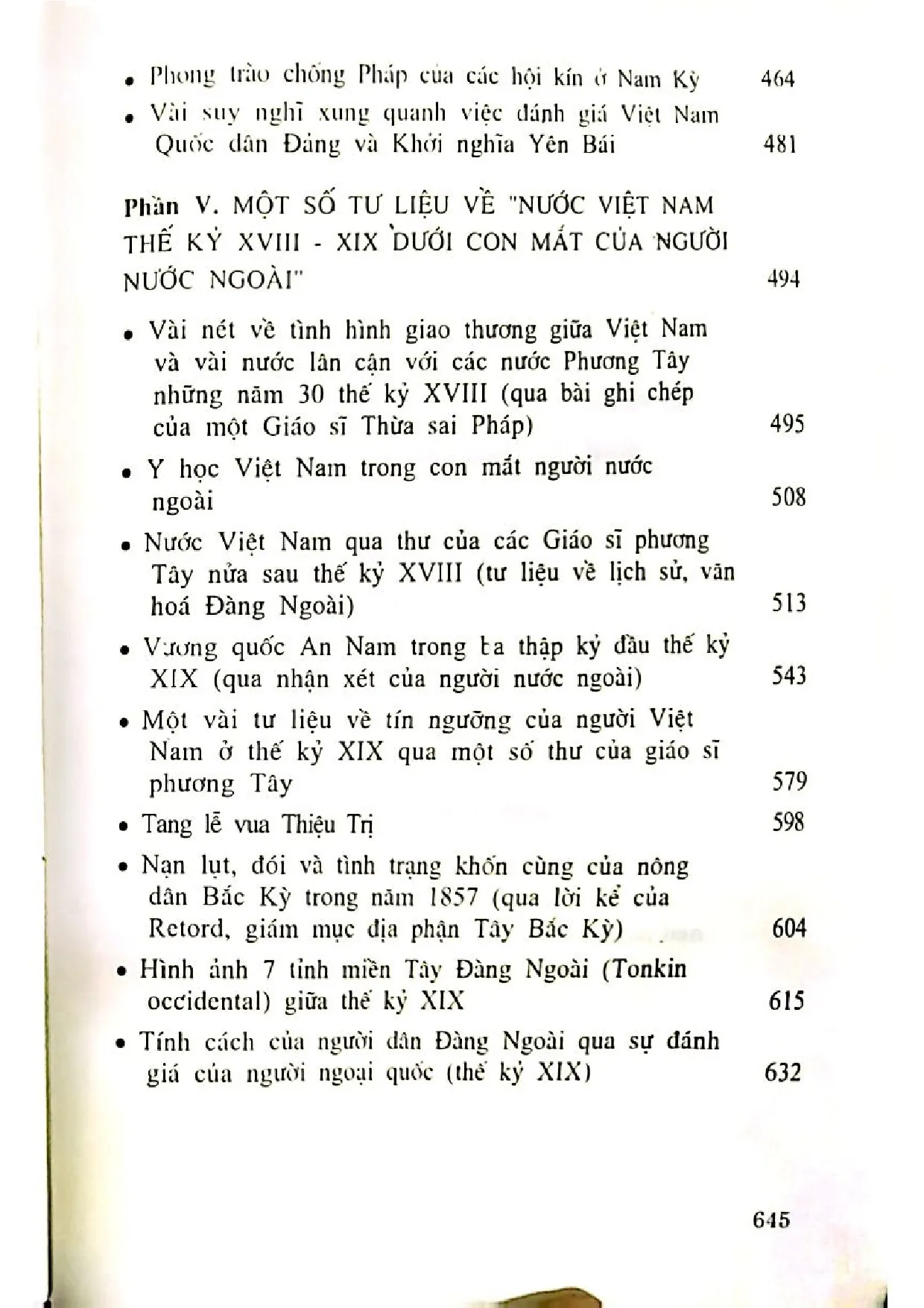 Mục lục chi tiết trang 2 sách Góp phần tìm hiểu một số vấn đề lịch sử cận đại Việt Nam