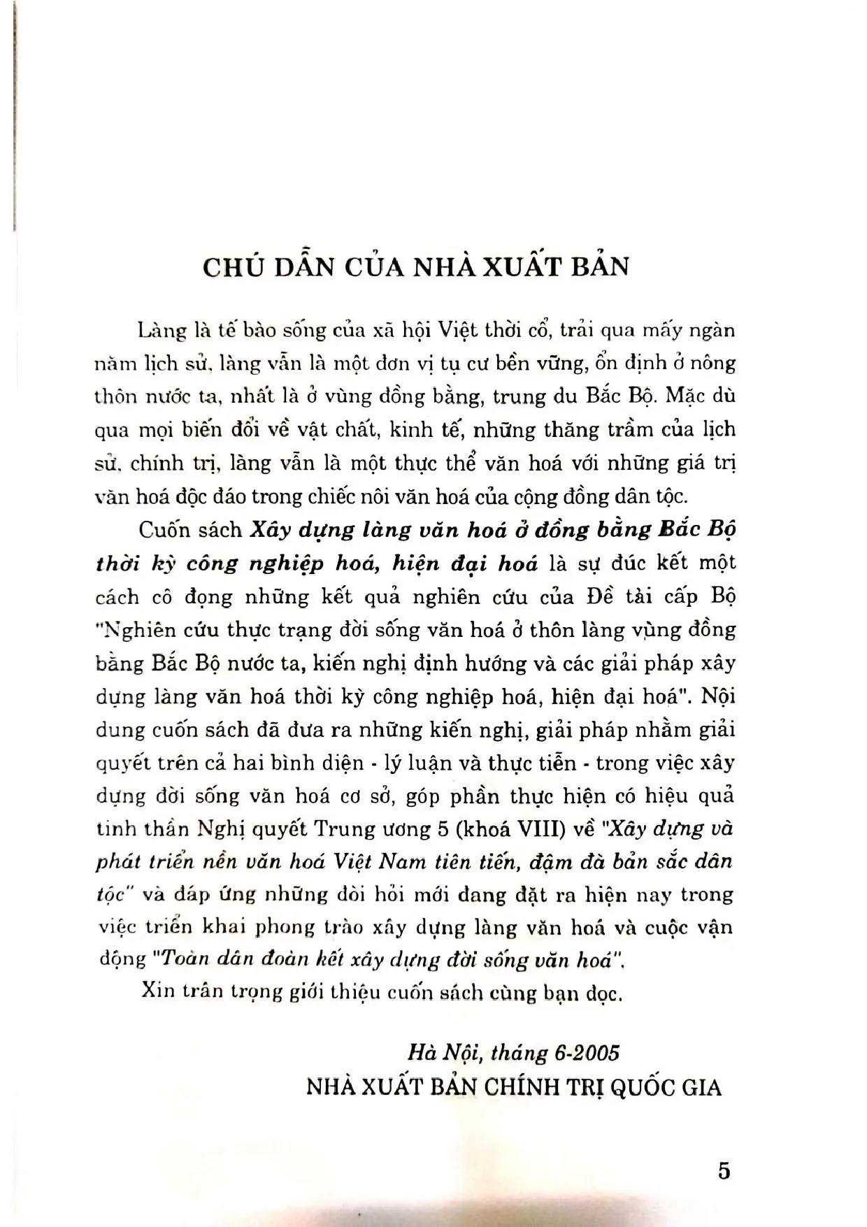 Mục lục chi tiết trang 2 sách Xây dựng làng văn hóa Bắc bộ thời kỳ công nghiệp hóa hiện đại hóa