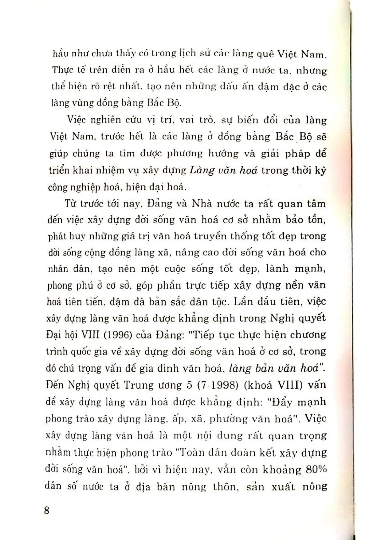 Nội dung trang phụ bản giới thiệu sách Xây dựng làng văn hóa Bắc bộ thời kỳ công nghiệp hóa hiện đại hóa