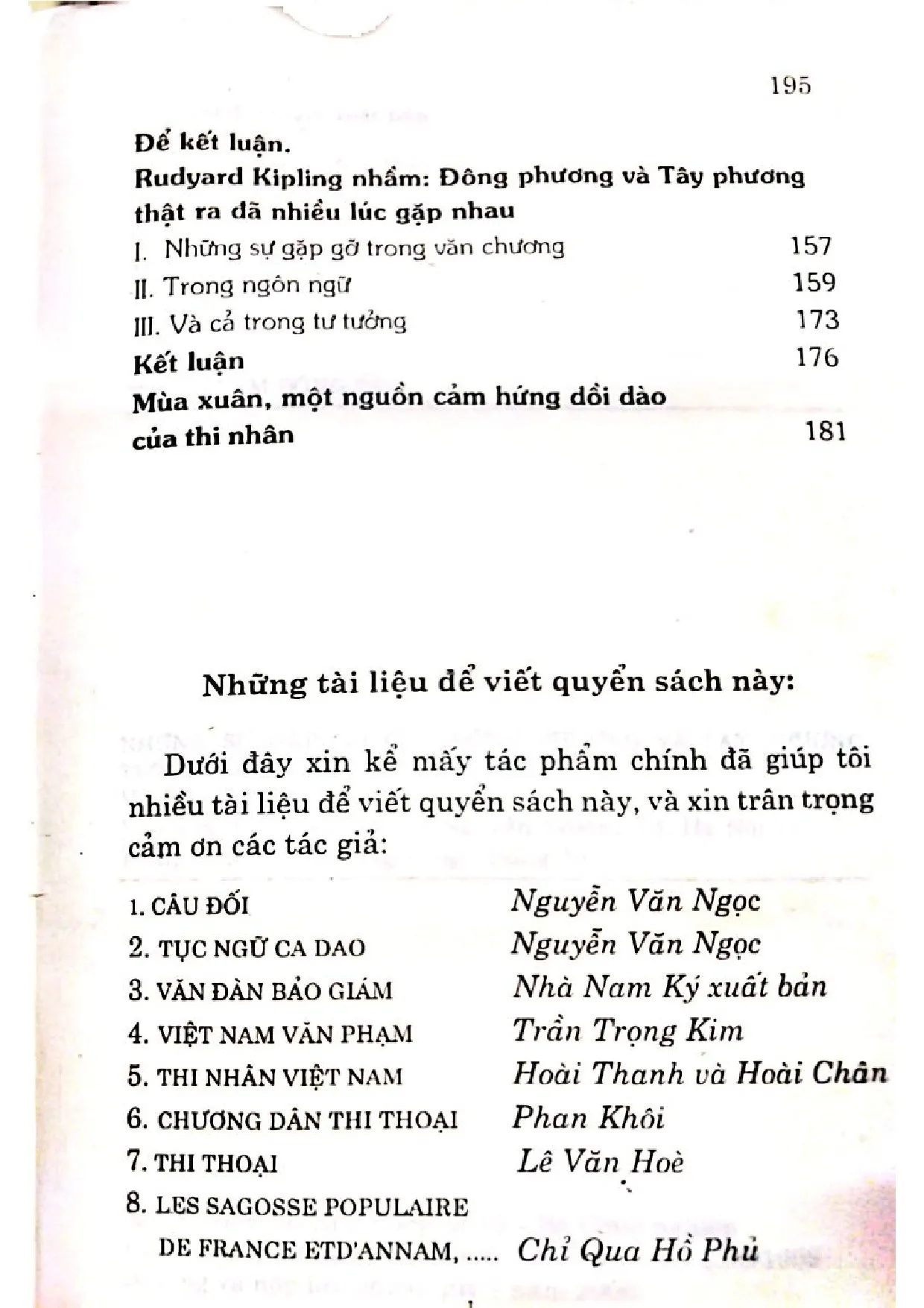 Mục lục chi tiết trang 2 sách Những sự gặp gỡ của Đông phương Tây phương trong ngôn ngữ và văn chương