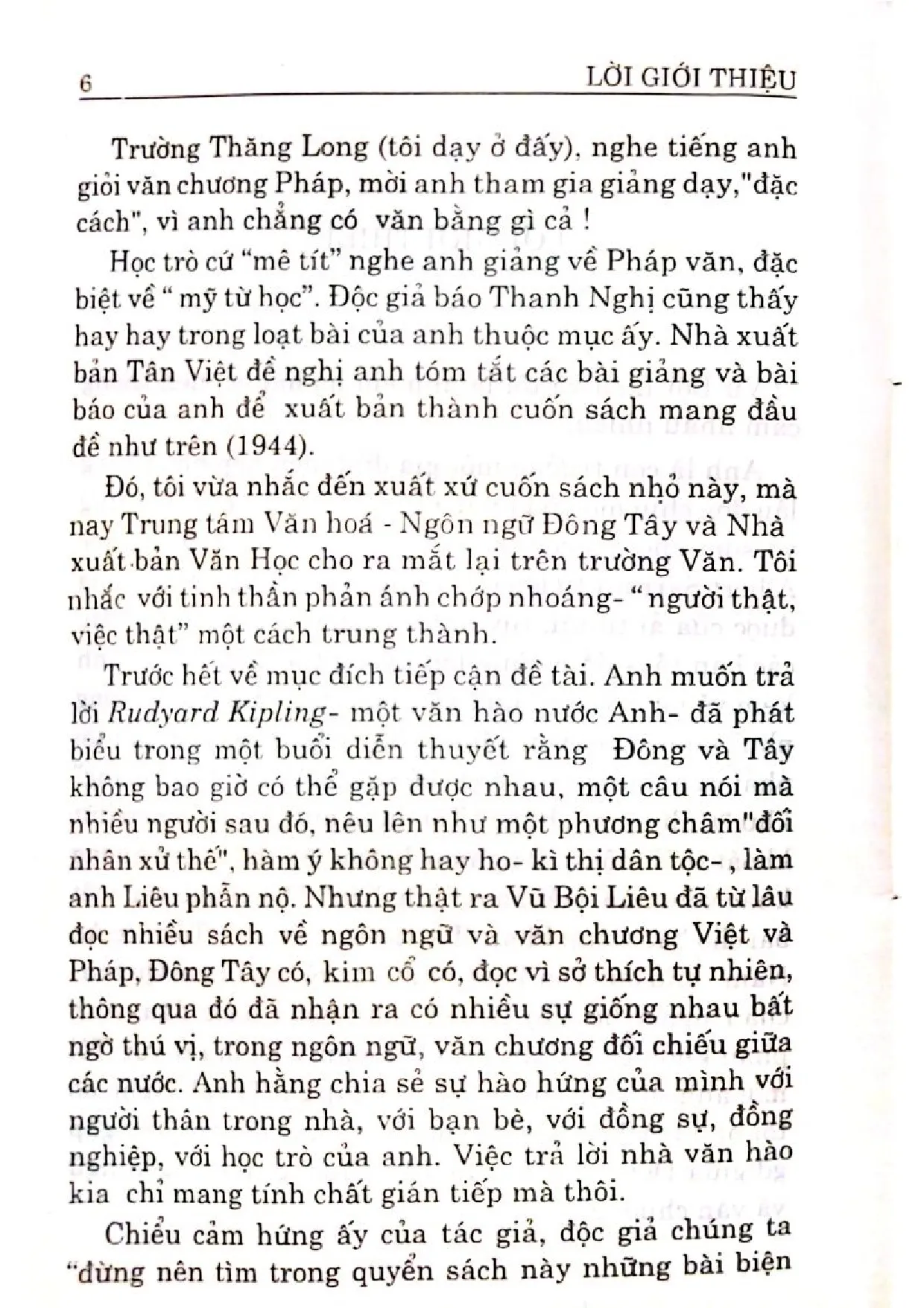 Nội dung trang phụ bản giới thiệu sách Những sự gặp gỡ của Đông phương Tây phương trong ngôn ngữ và văn chương