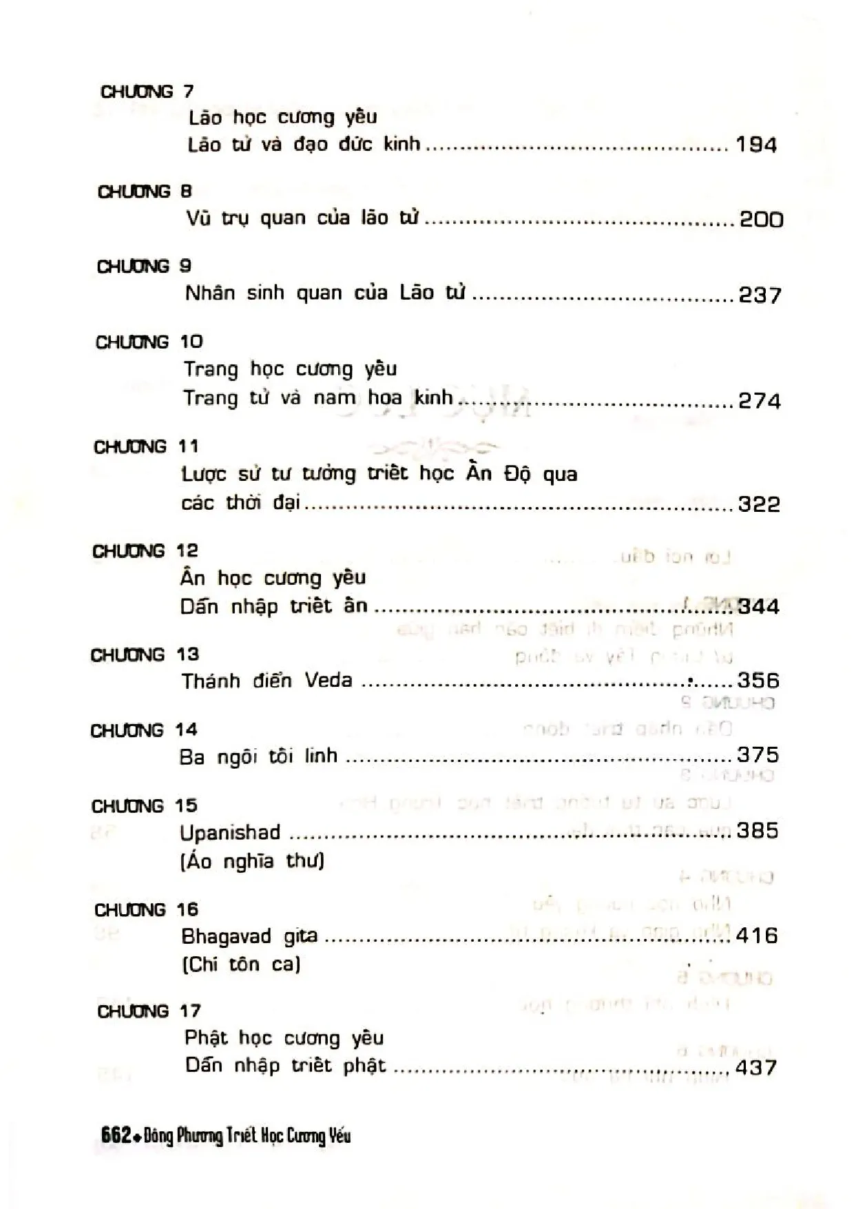 Mục lục chi tiết trang 1 sách Đông phương triết học cương yếu