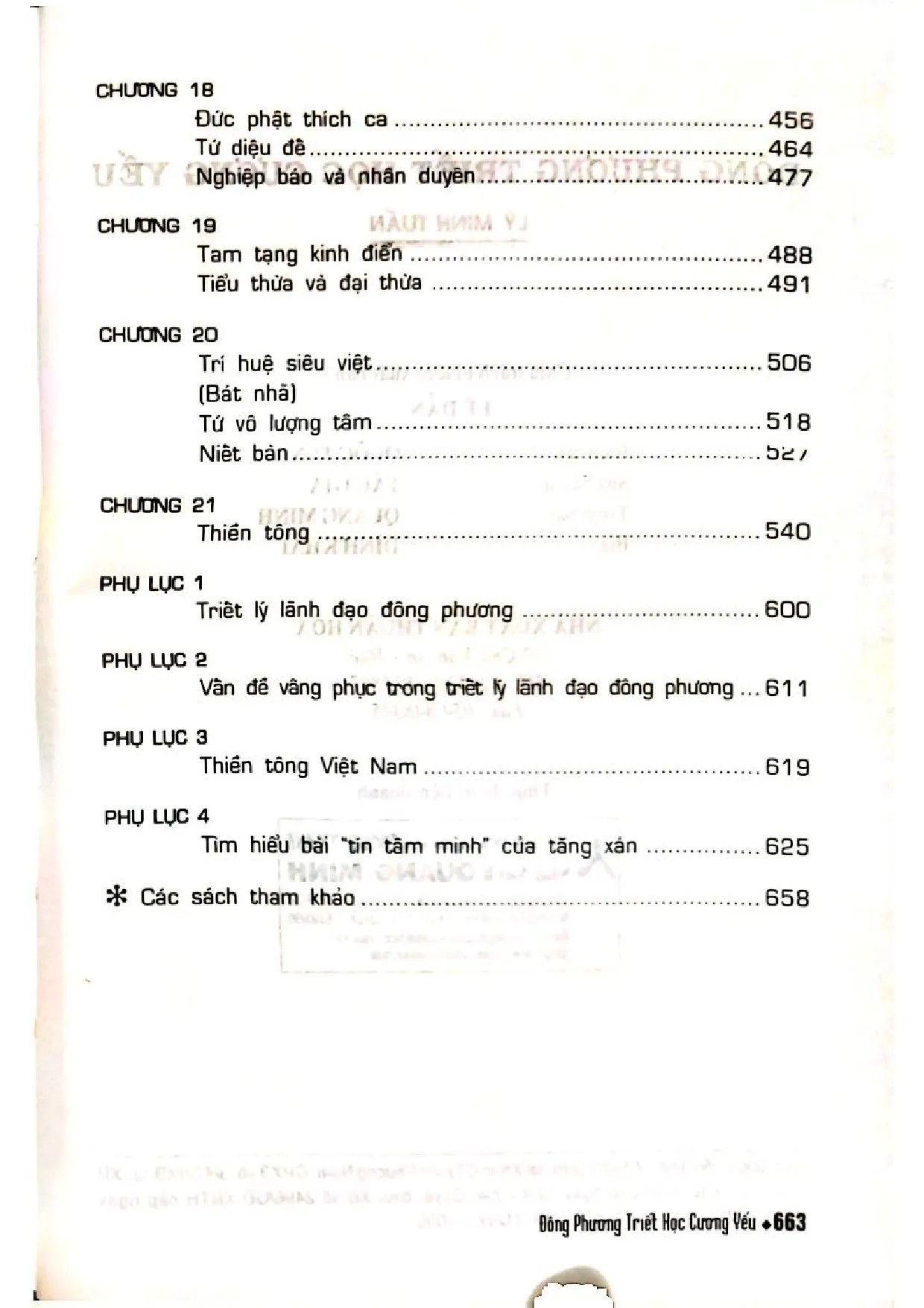 Mục lục chi tiết trang 2 sách Đông phương triết học cương yếu