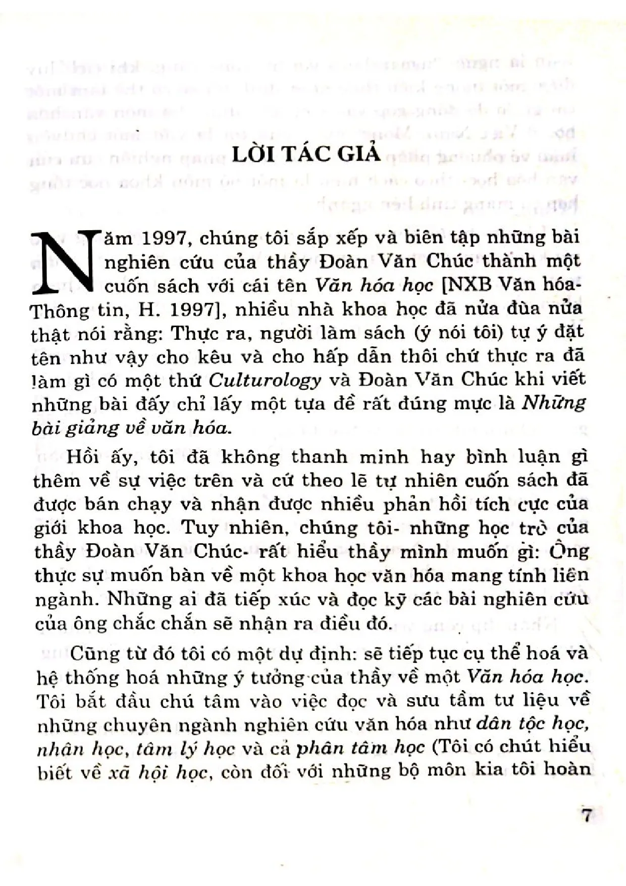 Nội dung trang phụ bản giới thiệu sách Hành trình vào văn hóa học