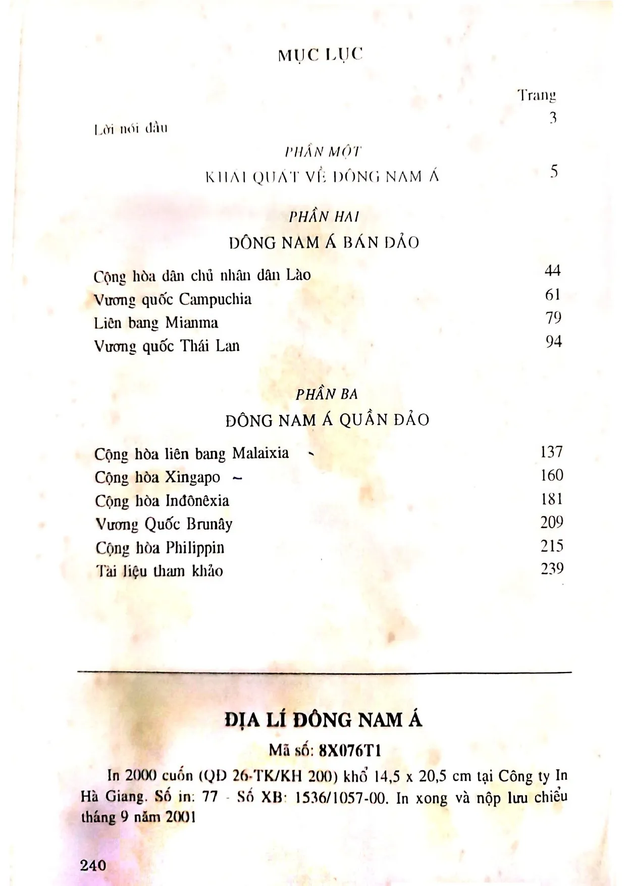 Trang bìa chính thức sách Địa lý Đông Nam Á, những vấn đề kinh tế xã hội