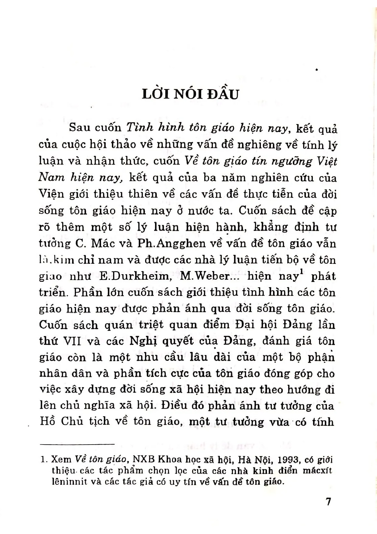 Mục lục chi tiết trang 1 sách Về tôn giáo tín ngưỡng Việt Nam hiện nay
