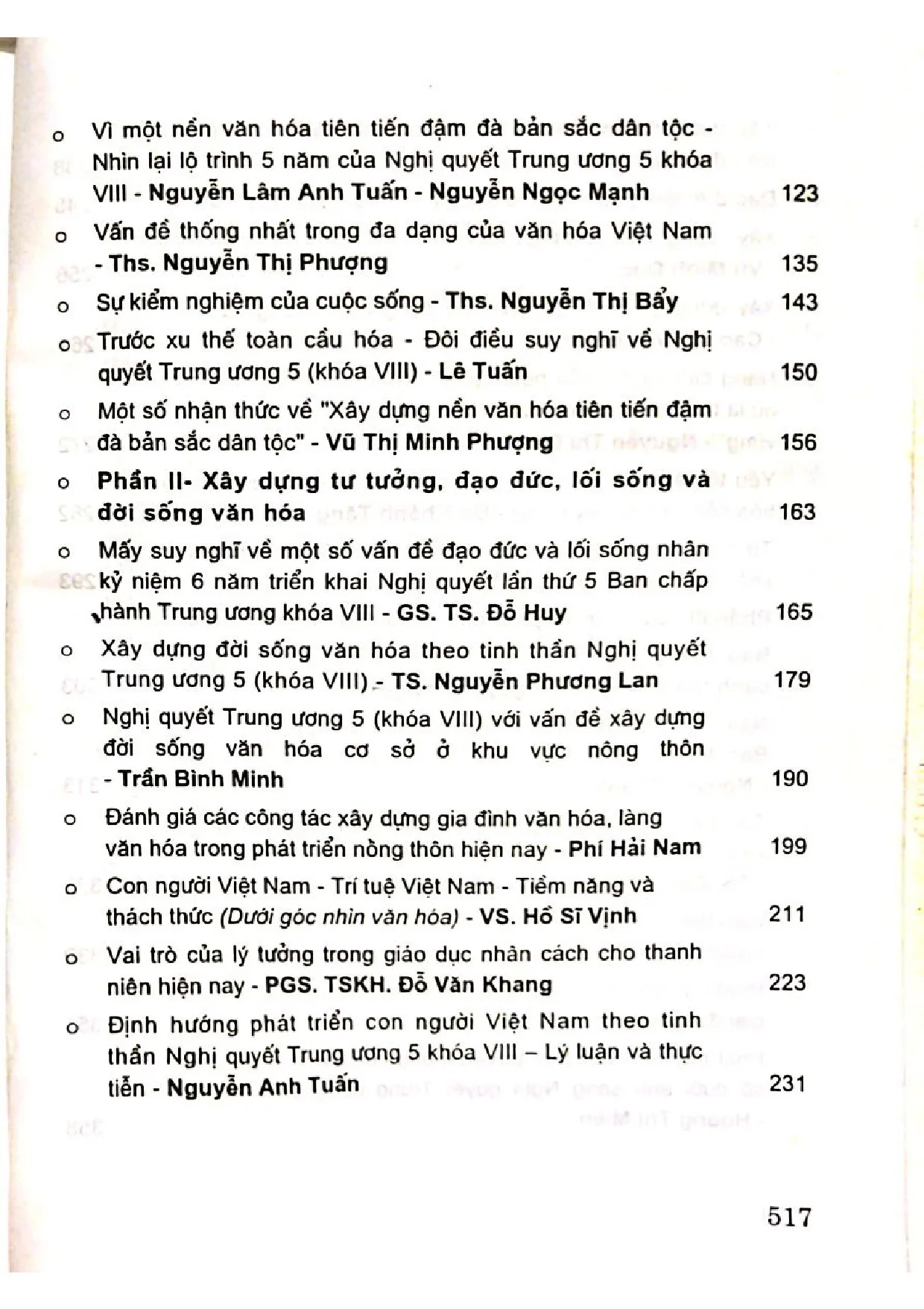 Mục lục chi tiết trang 1 sách Xây dựng và phát triển nền văn hóa tiên tiến đậm đà bản sắc dân tộc. Thành tựu và kinh nghiệm