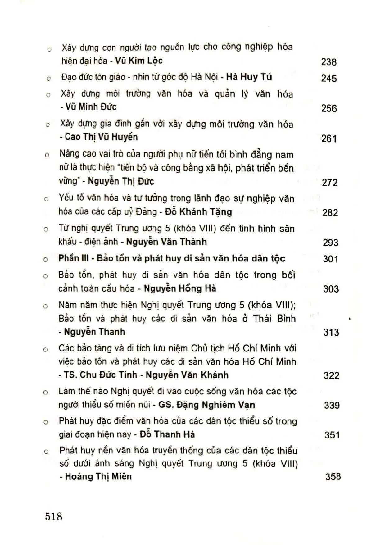 Mục lục chi tiết trang 2 sách Xây dựng và phát triển nền văn hóa tiên tiến đậm đà bản sắc dân tộc. Thành tựu và kinh nghiệm