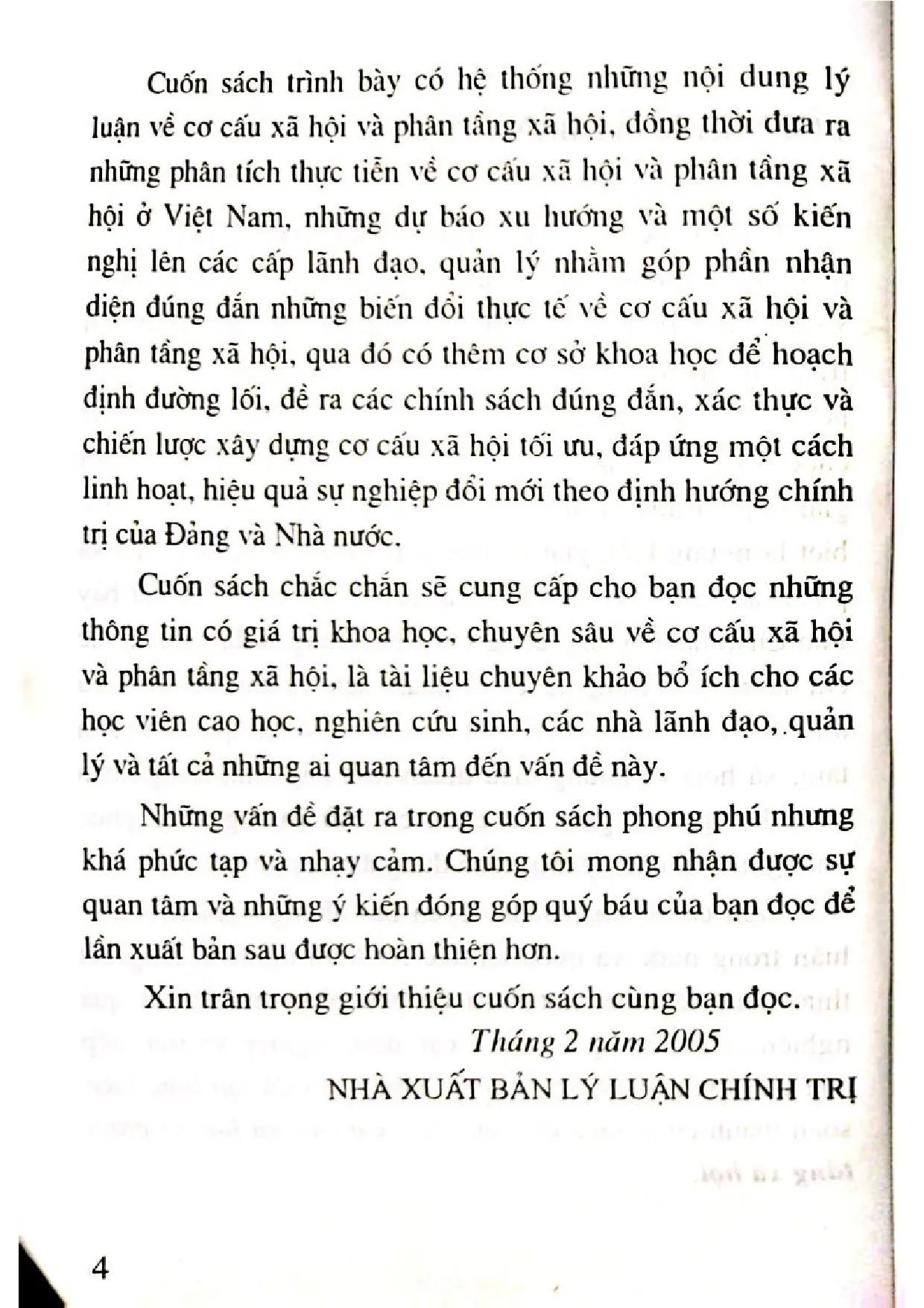 Mục lục chi tiết trang 3 sách Cơ cấu xã hội và phân tầng xã hội