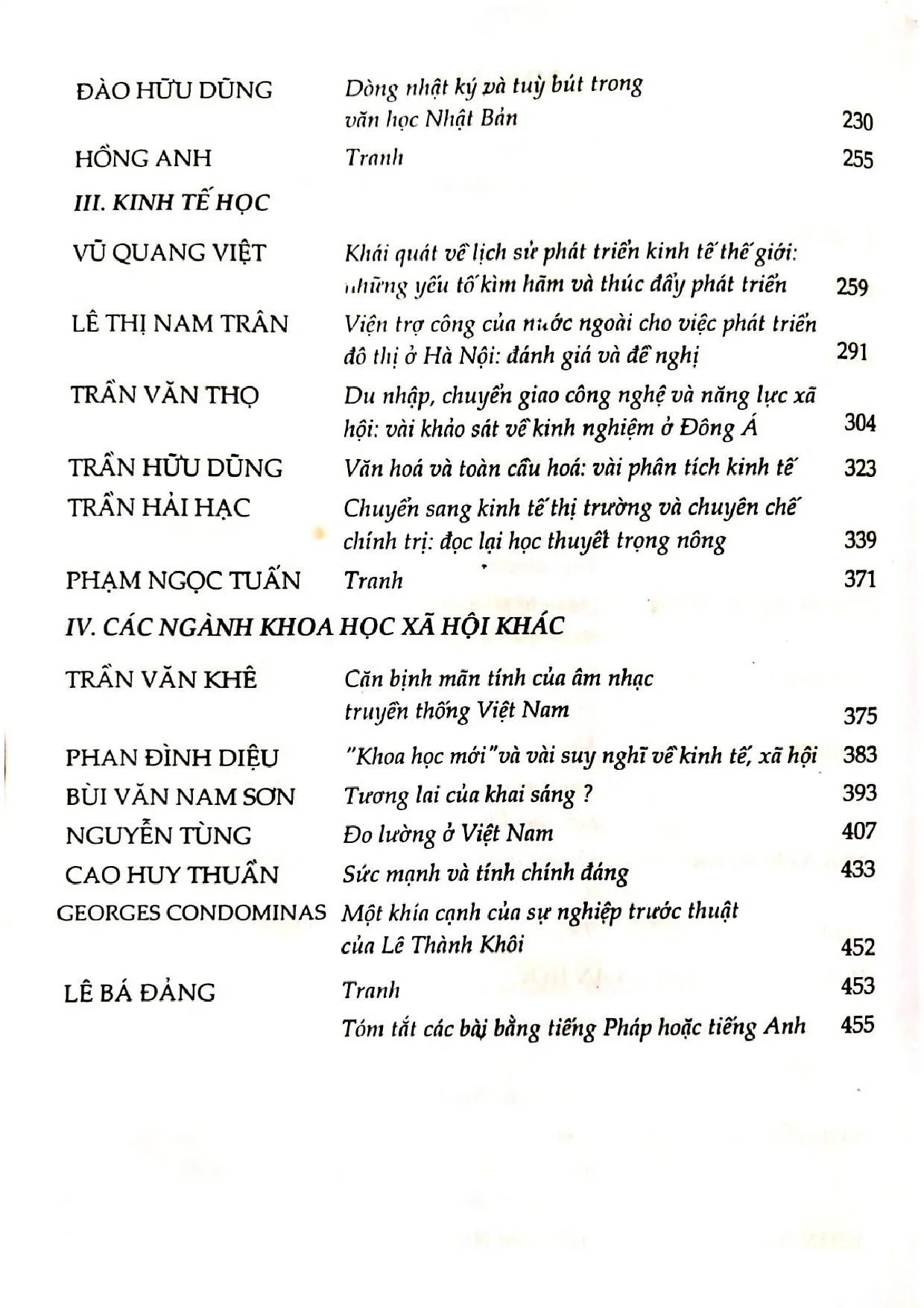 Mục lục chi tiết trang 1 sách Từ đông sang tây tập biên khảo về xã hội nhân văn