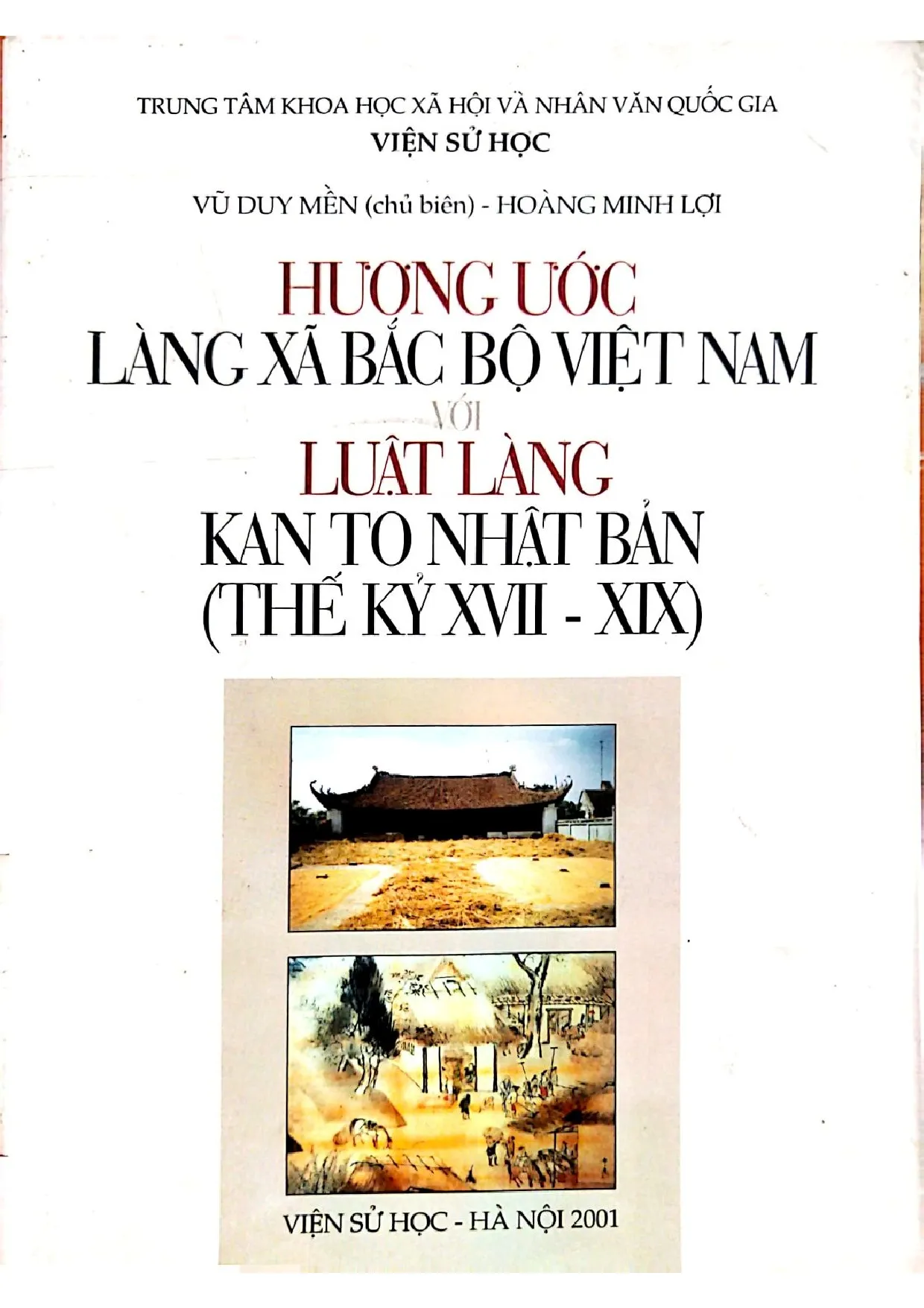 Ảnh bìa của Hương ước làng xã Bắc bộ Việt Nam với luật làng Kan To Nhật Bản (thế kỷ XVII
