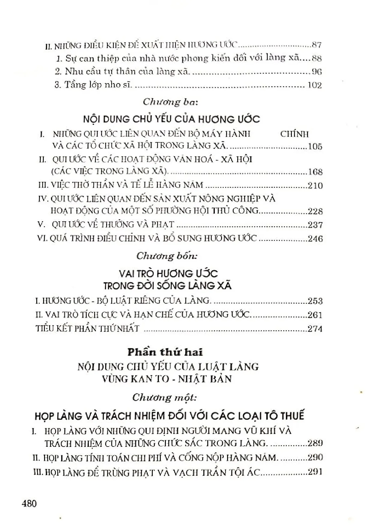 Mục lục chi tiết trang 1 sách Hương ước làng xã Bắc bộ Việt Nam với luật làng Kan To Nhật Bản (thế kỷ XVII