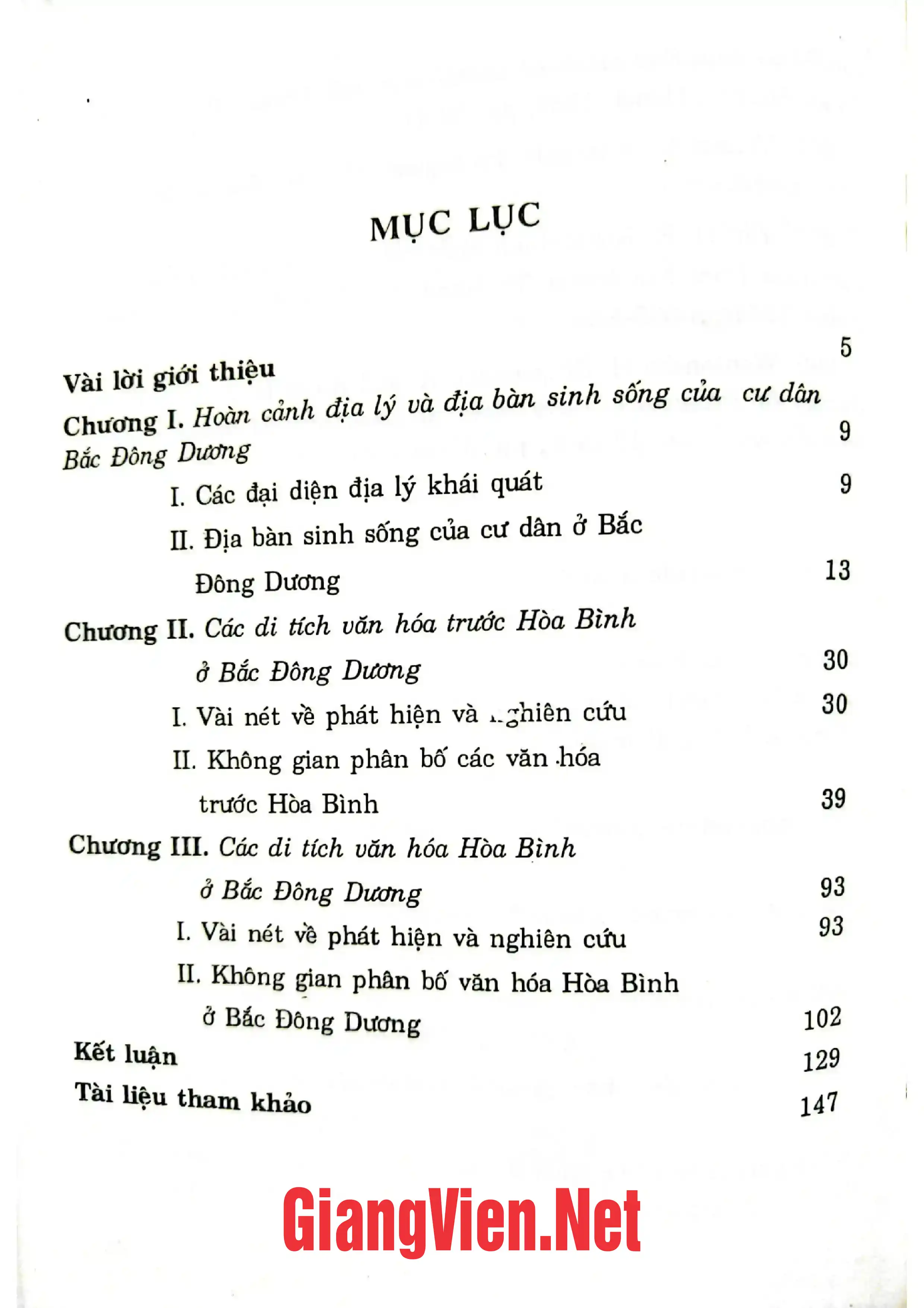 Trang bìa chính thức sách Các văn hoá trước Hoà Bình và Hoà Bình ở Bắc Đông Dương