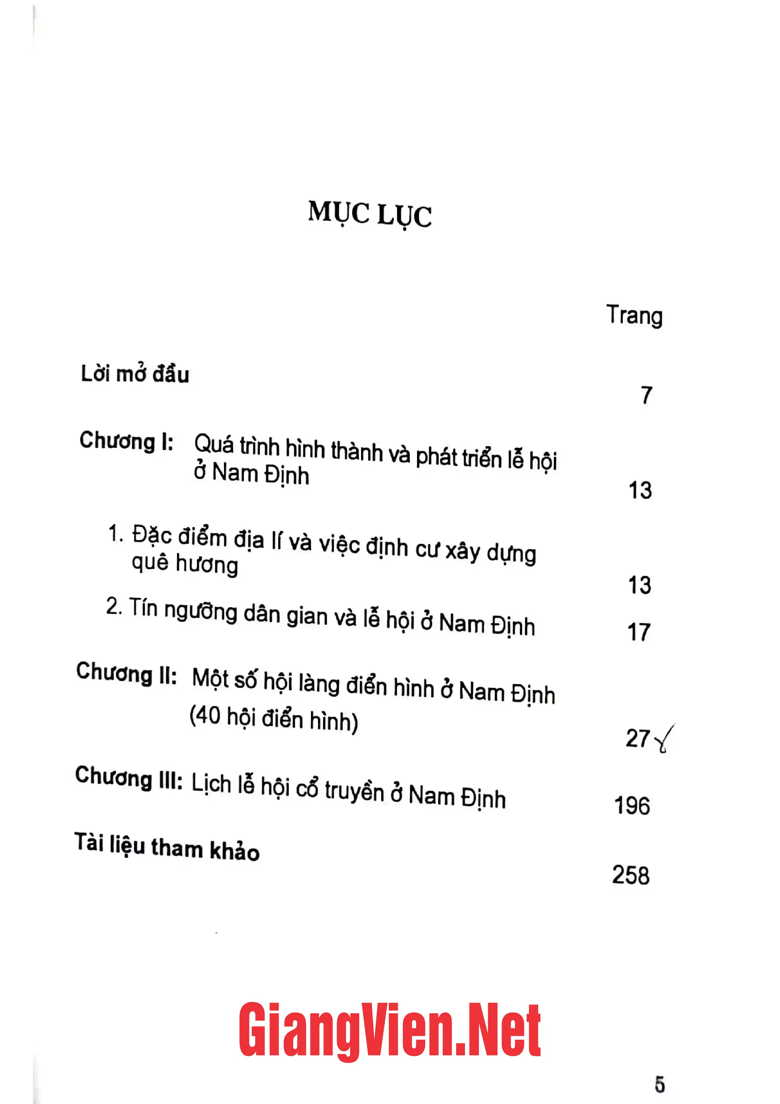 Trang bìa chính thức sách Lễ hội cổ truyền ở Nam Định