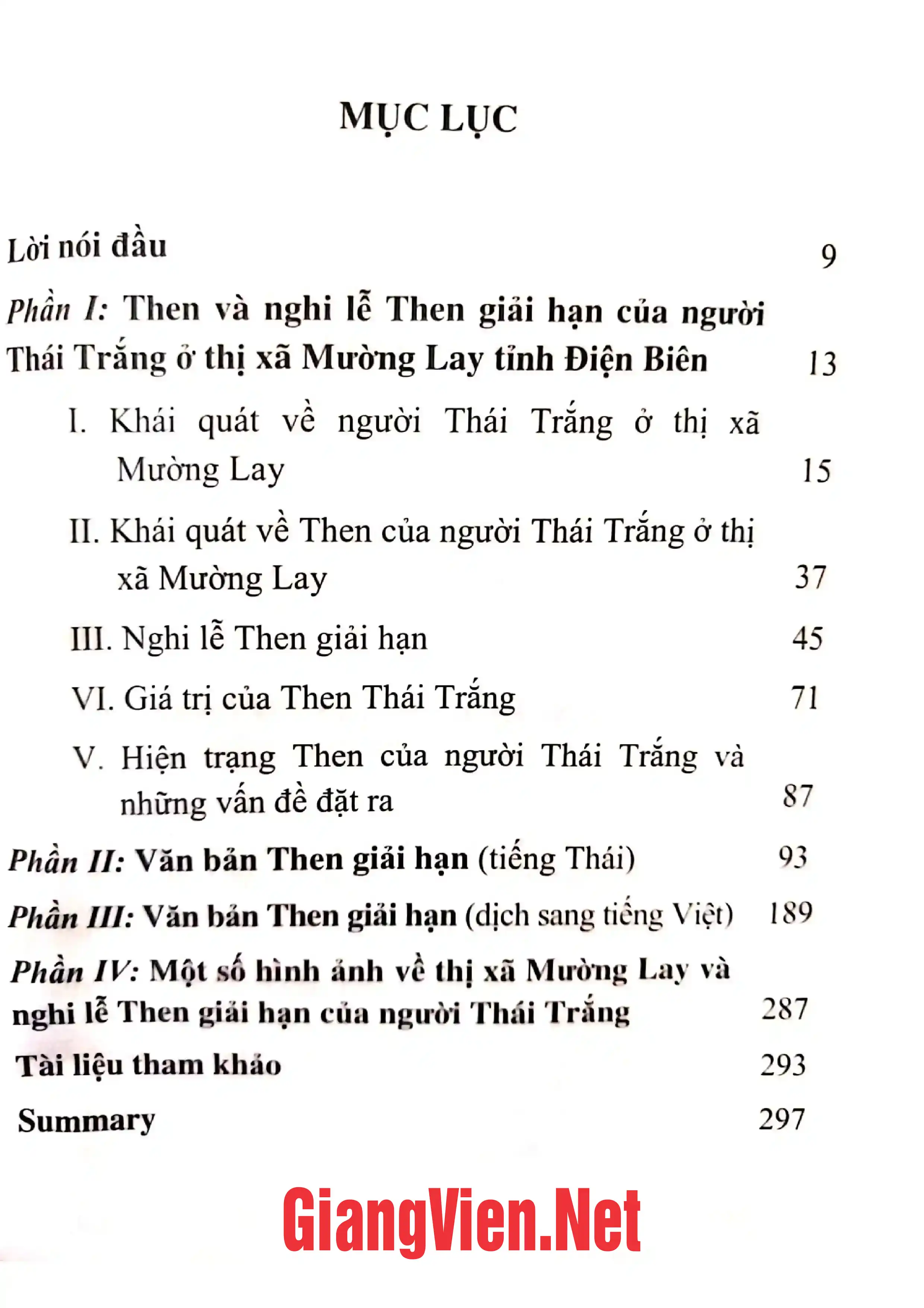 Trang bìa chính thức sách Then giải hạn của người Thái Trắng ở thị xã Mường Lay tỉnh Điện Biên