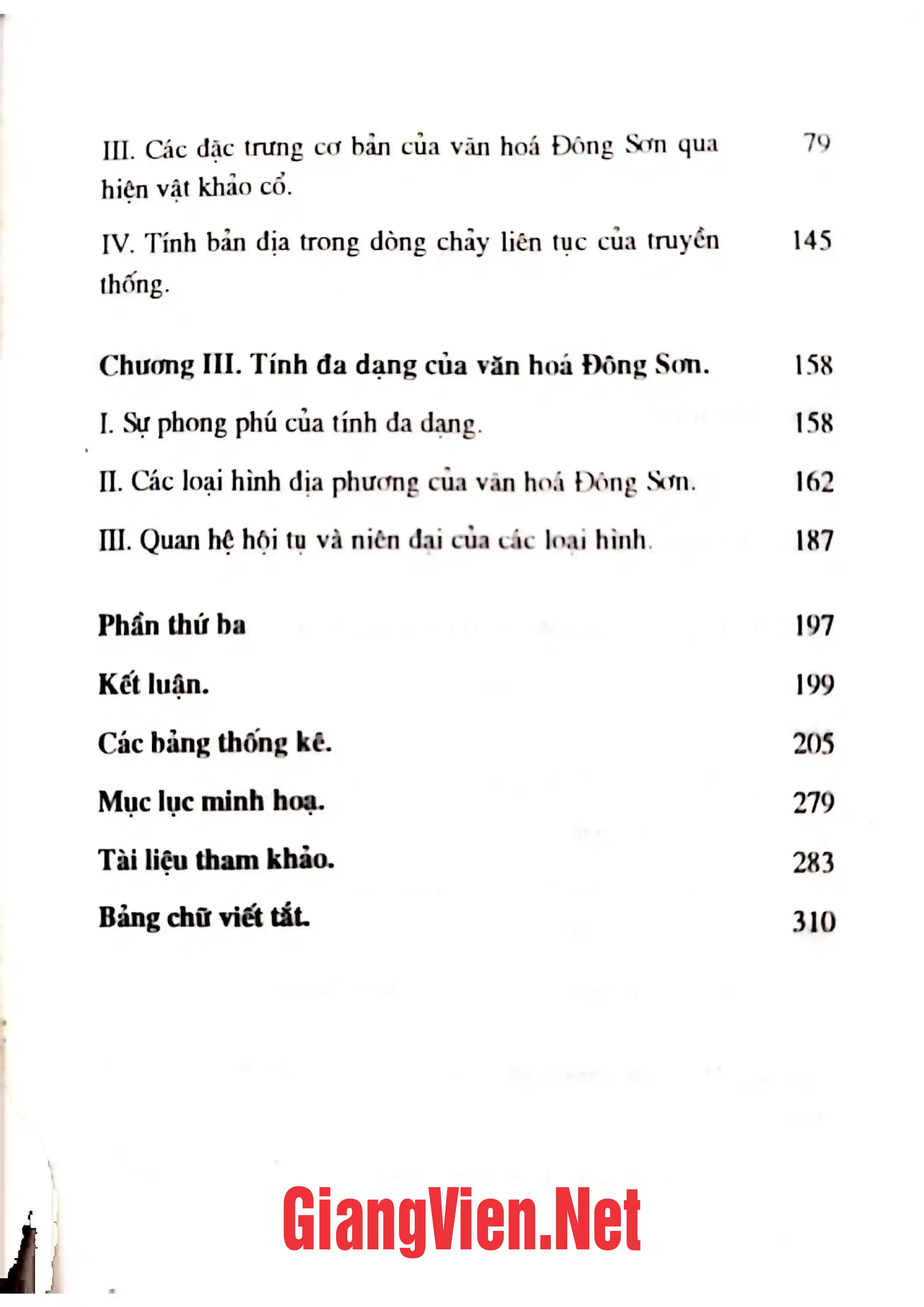 Mục lục chi tiết trang 1 sách Văn hóa Đông Sơn tính thống nhất và đa dạng
