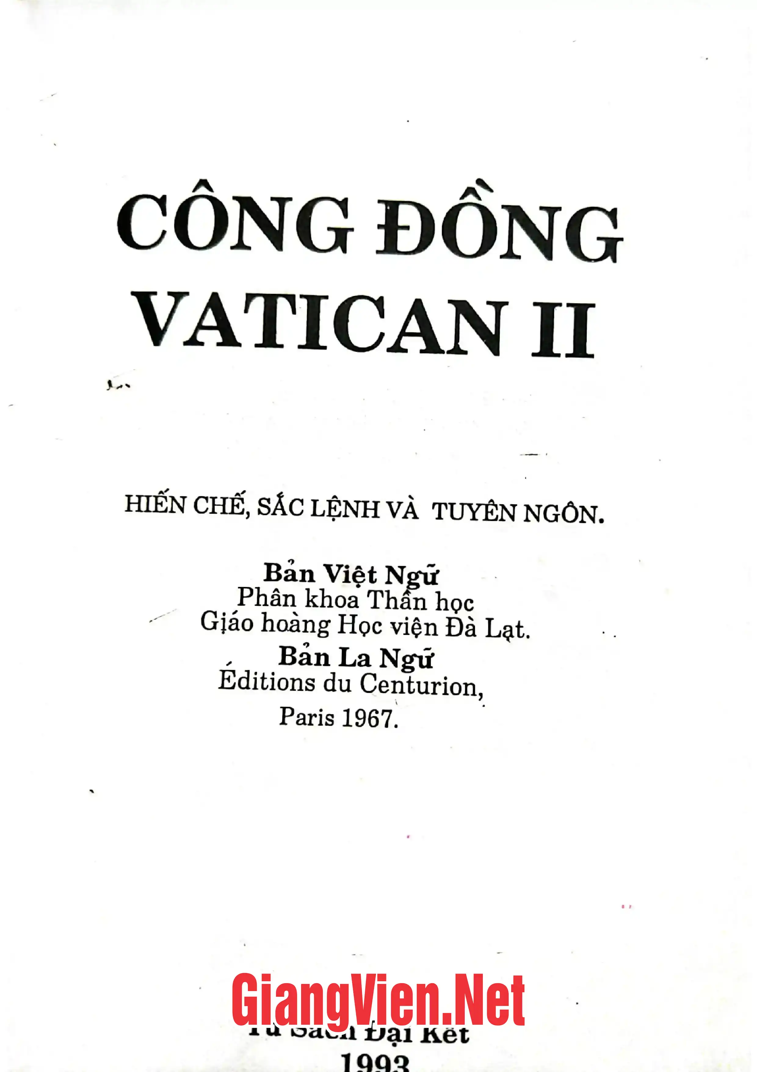Ảnh bìa của Công đồng Vatican II, Hiến chế, sắc lệnh và tuyên ngôn