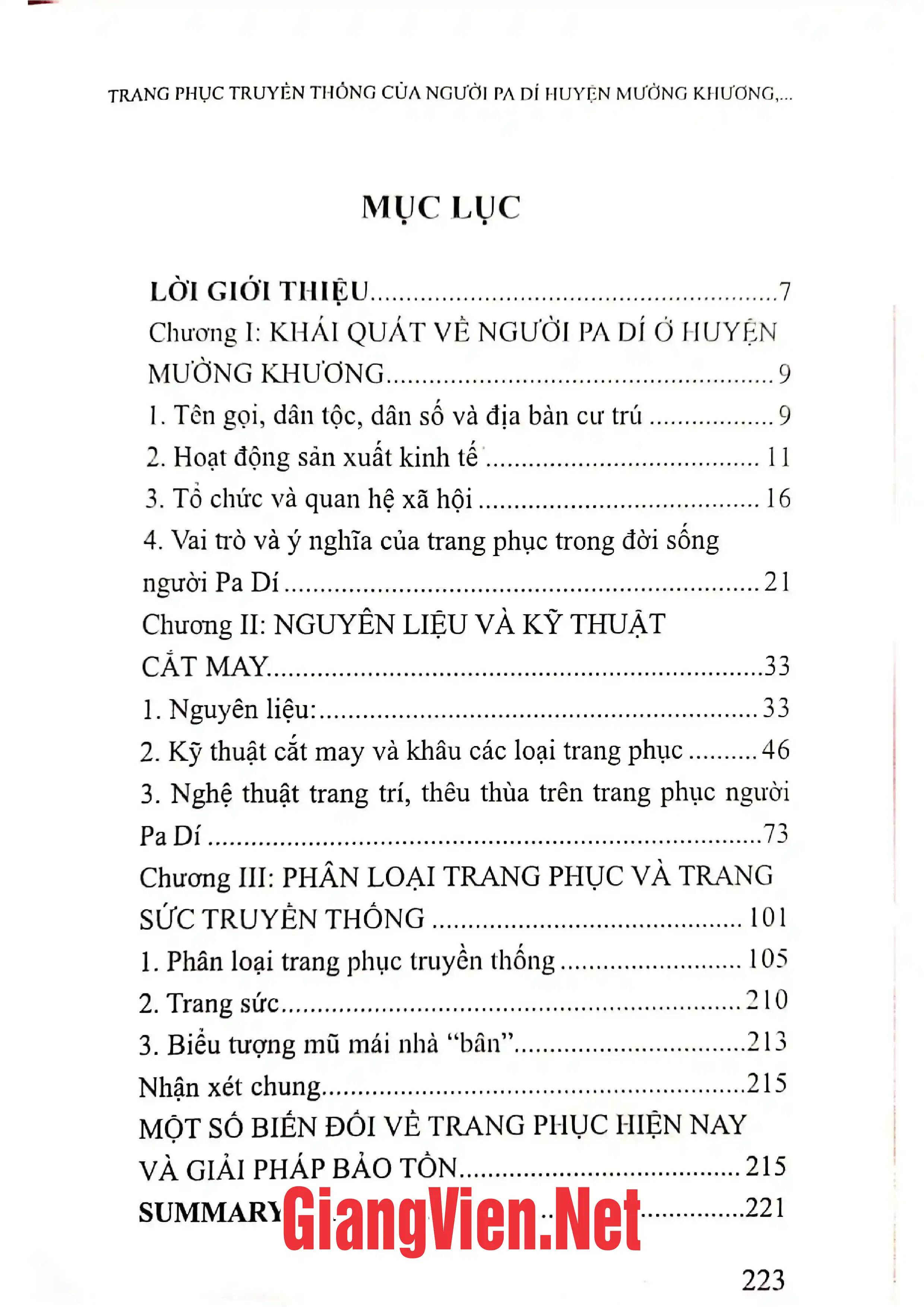 Trang bìa chính thức sách Trang phục truyền thống của người Pa Dí huyện Mường Khương tỉnh Lào Cai
