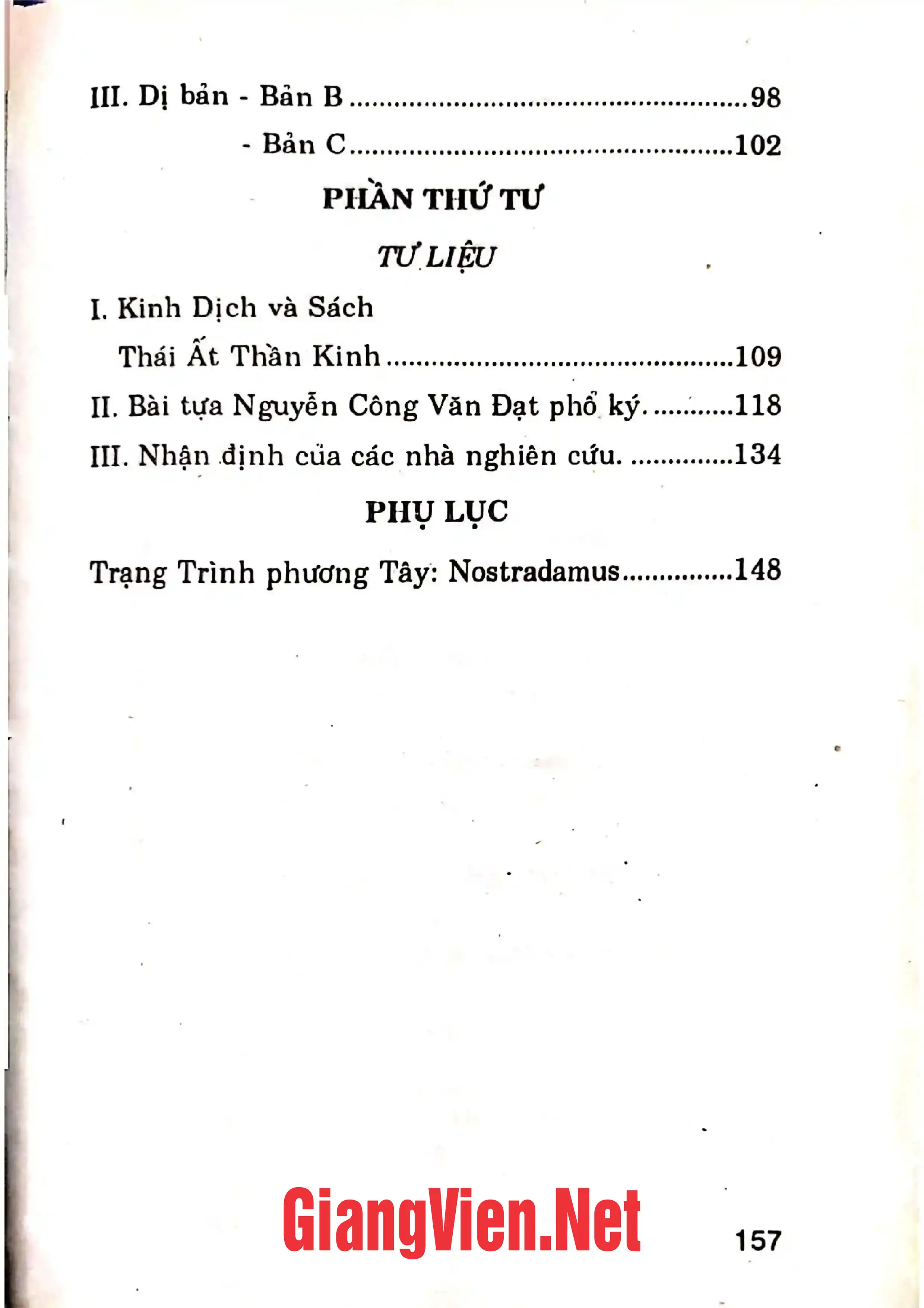 Mục lục chi tiết trang 1 sách Giai thoại và Sấm ký Trạng Trình
