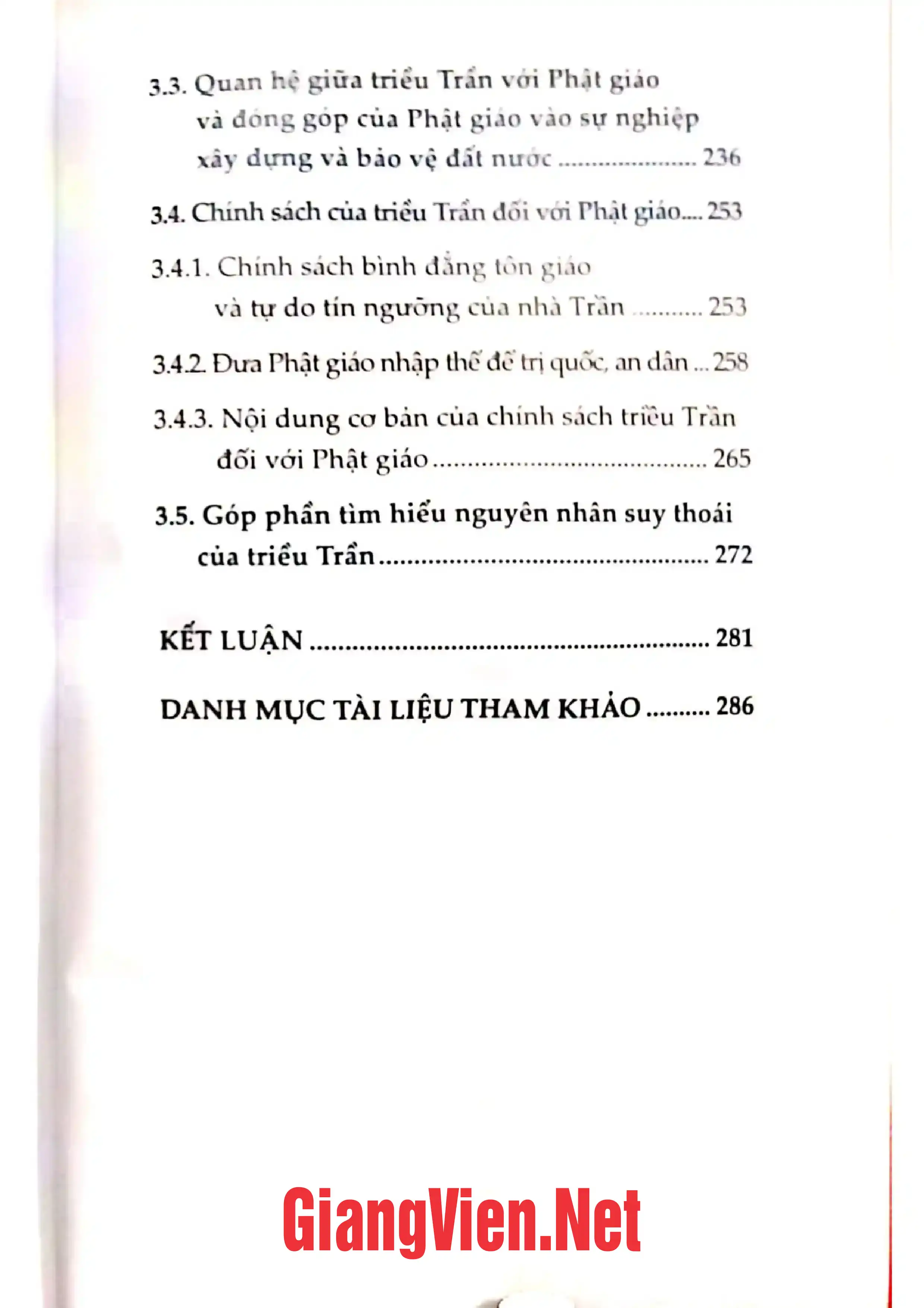 Mục lục chi tiết trang 2 sách Quan hệ nhà nước quân chủ Lý Trần với Phật giáo