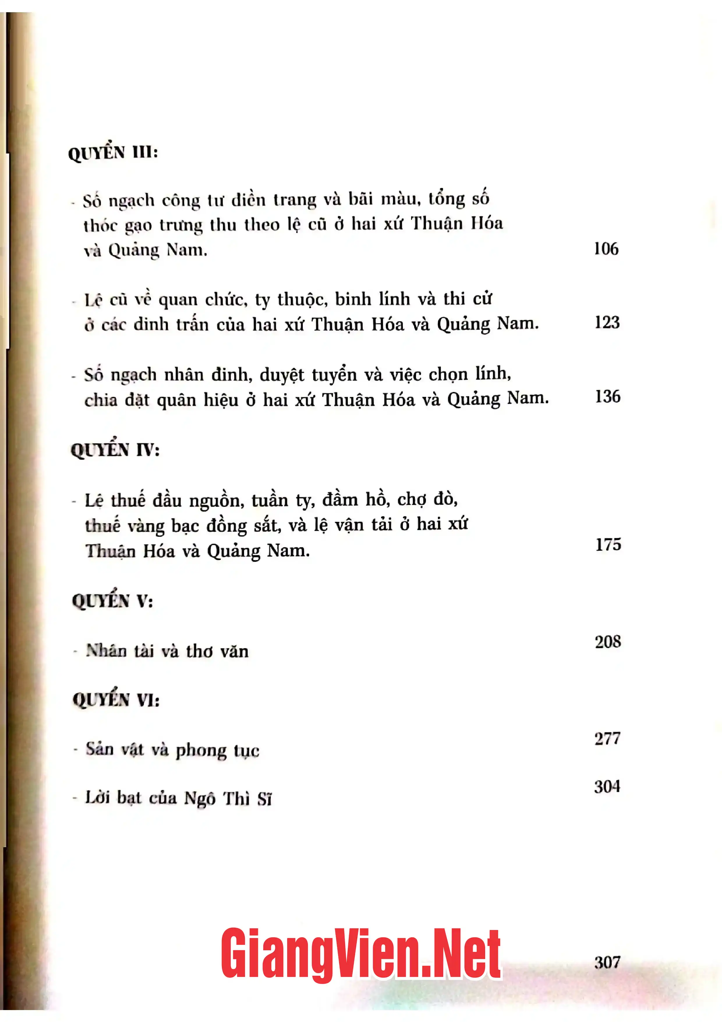 Mục lục chi tiết trang 1 sách Hát Then các dân tộc Tày, Nùng, Thái Việt Nam, quyển 6: Lời hát Then các dân tộc Tày ở Cao Bằng, Bắc Kạn