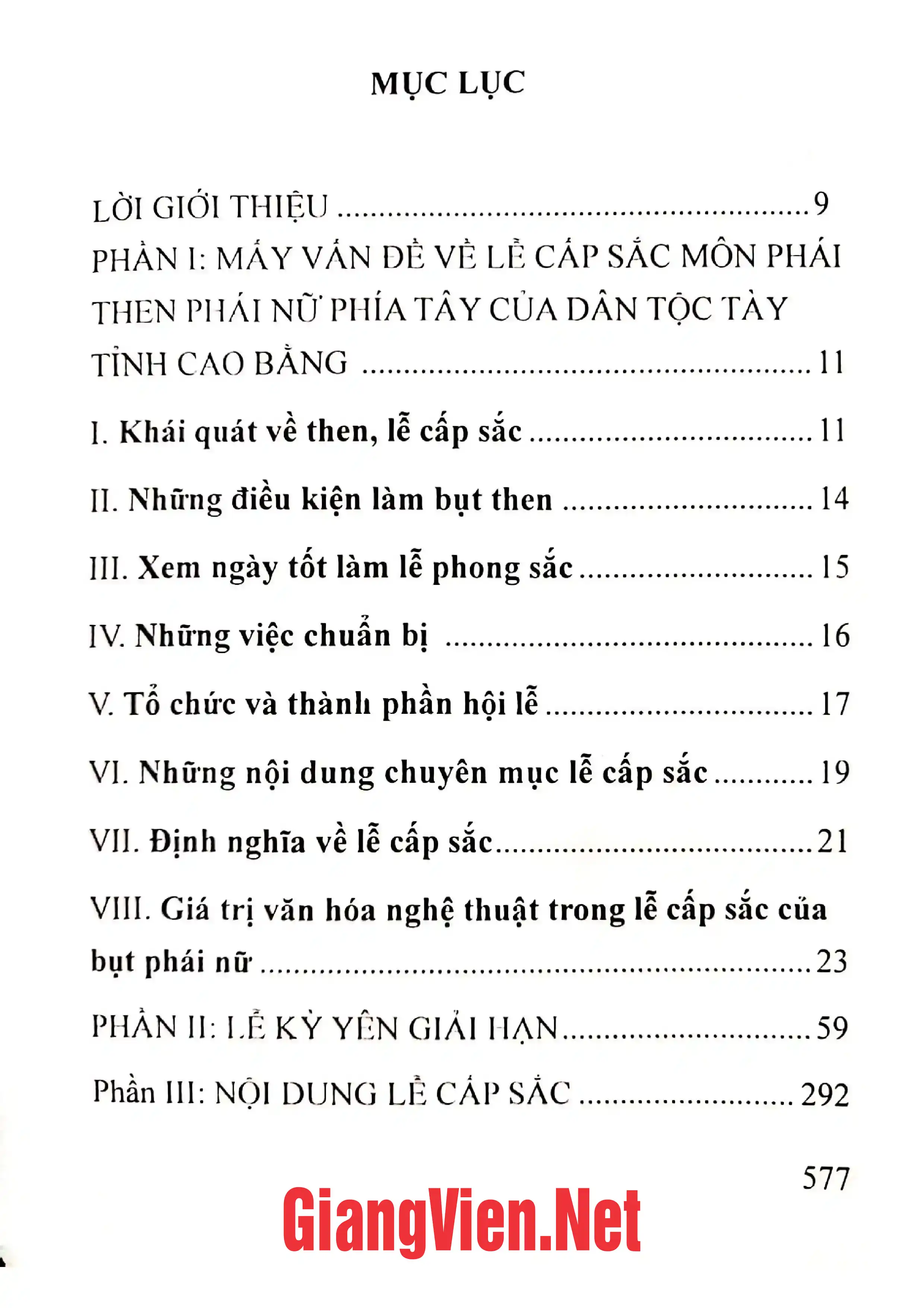 Trang bìa chính thức sách Lễ cấp sắc môn phái Then Nữ phía tây của dân tộc Tày tỉnh Cao Bằng
