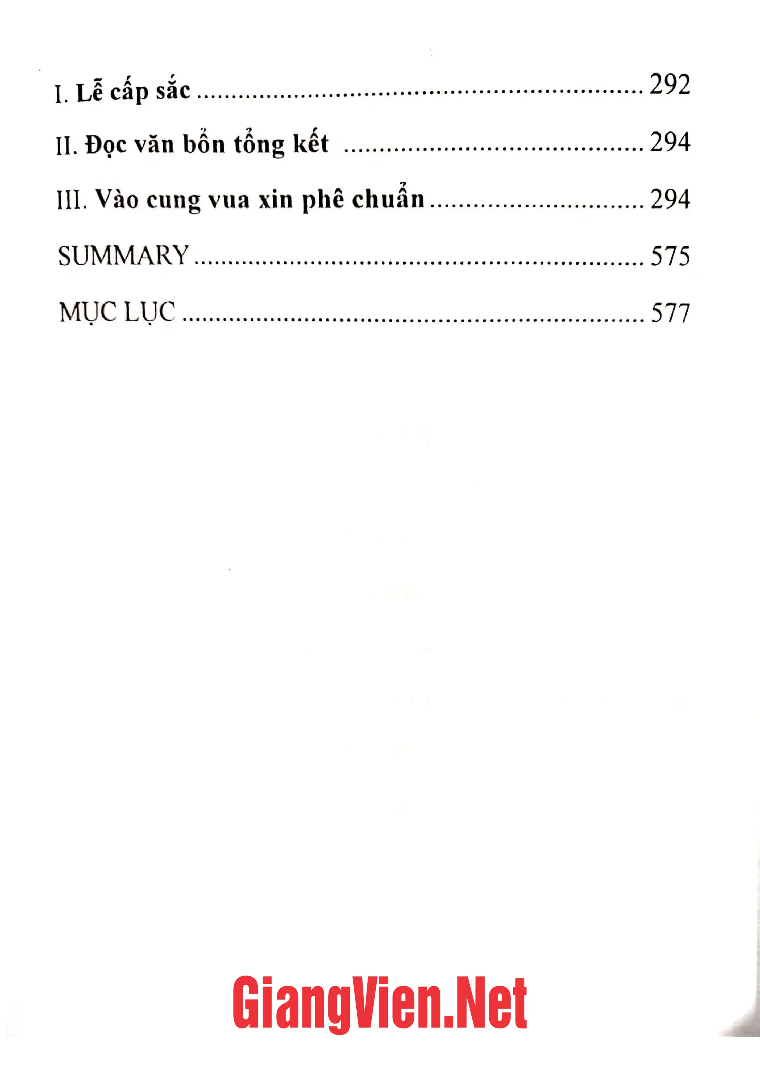 Mục lục chi tiết trang 1 sách Lễ cấp sắc môn phái Then Nữ phía tây của dân tộc Tày tỉnh Cao Bằng
