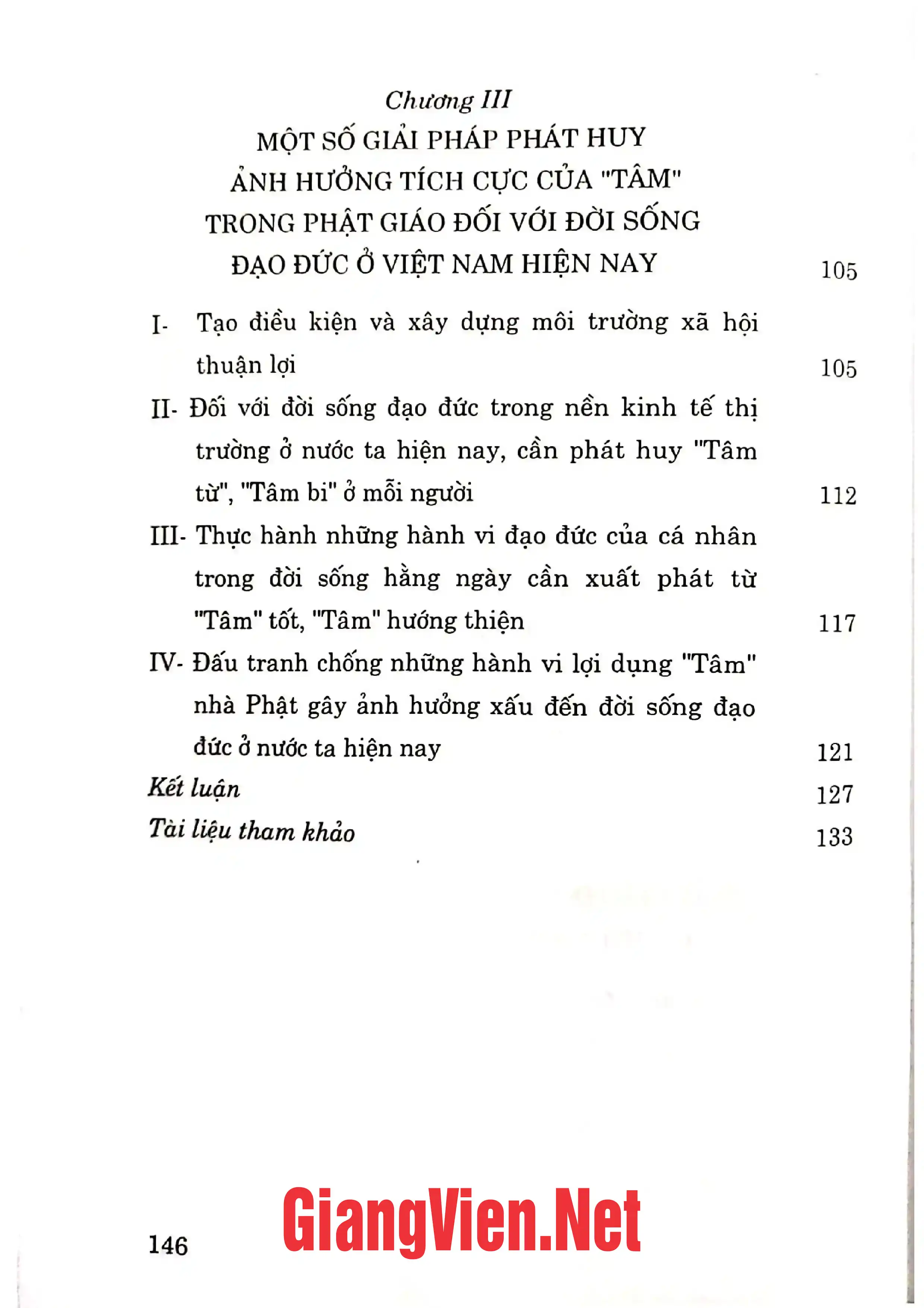 Mục lục chi tiết trang 1 sách Chữ Tâm nhà Phật và ảnh hưởng của Tâm đối với đời sống đạo đức ở Việt Nam hiện nay