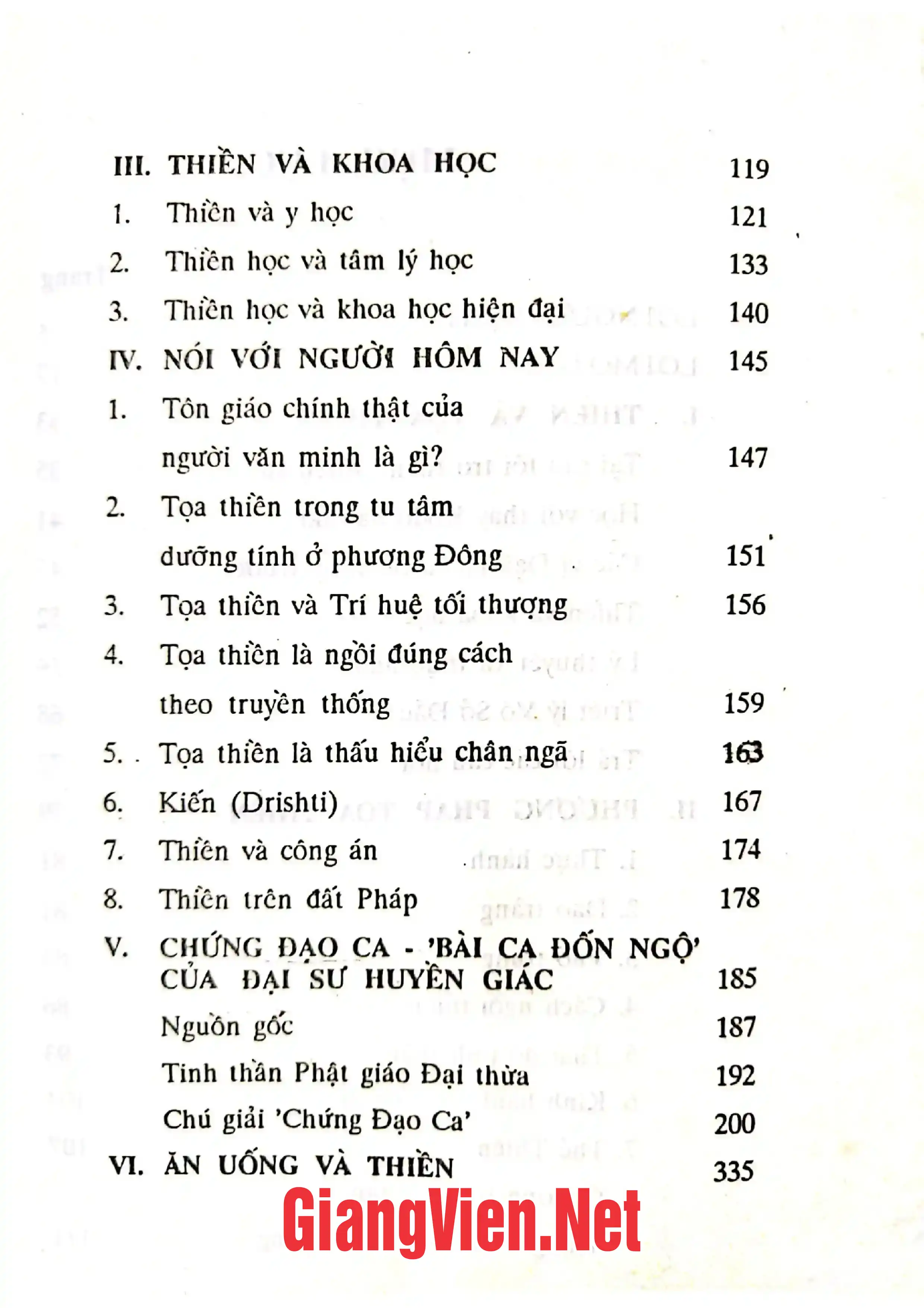 Mục lục chi tiết trang 1 sách Chân thiền ZEN