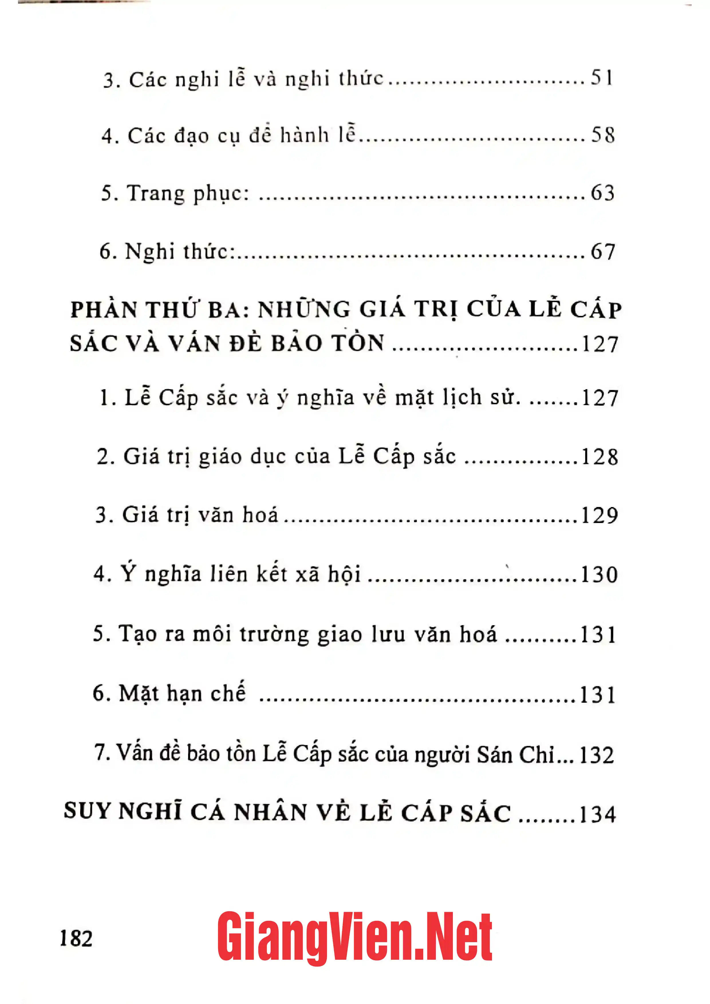 Mục lục chi tiết trang 1 sách Lễ cấp sắc của người Sán Chỉ ở xã Hưng Đạo, huyện Bảo Lack, tỉnh Cao Bằng