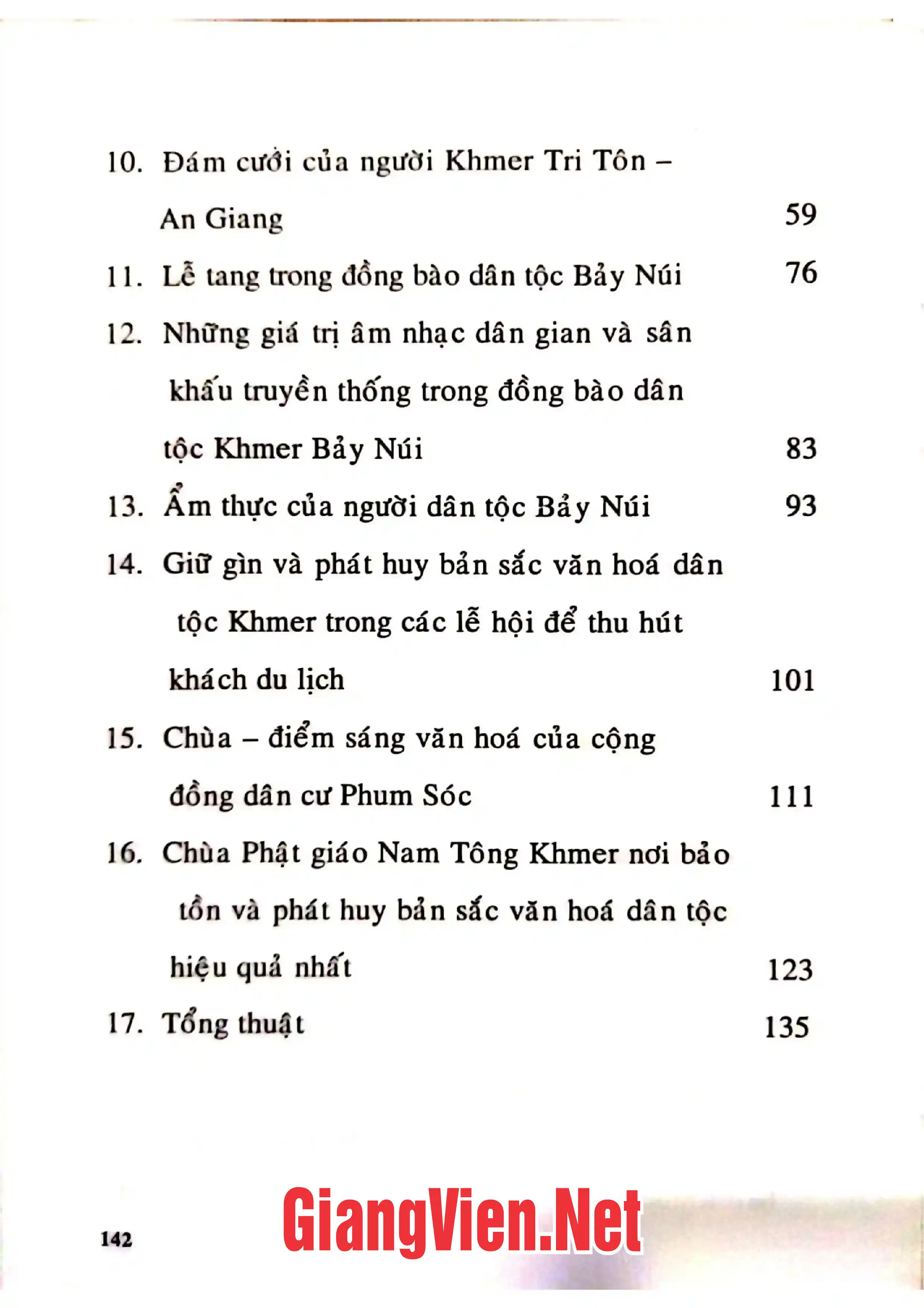 Mục lục chi tiết trang 1 sách Giữ gìn, phát huy bản sắc văn hóa Khmer Tri Tôn Tập 1