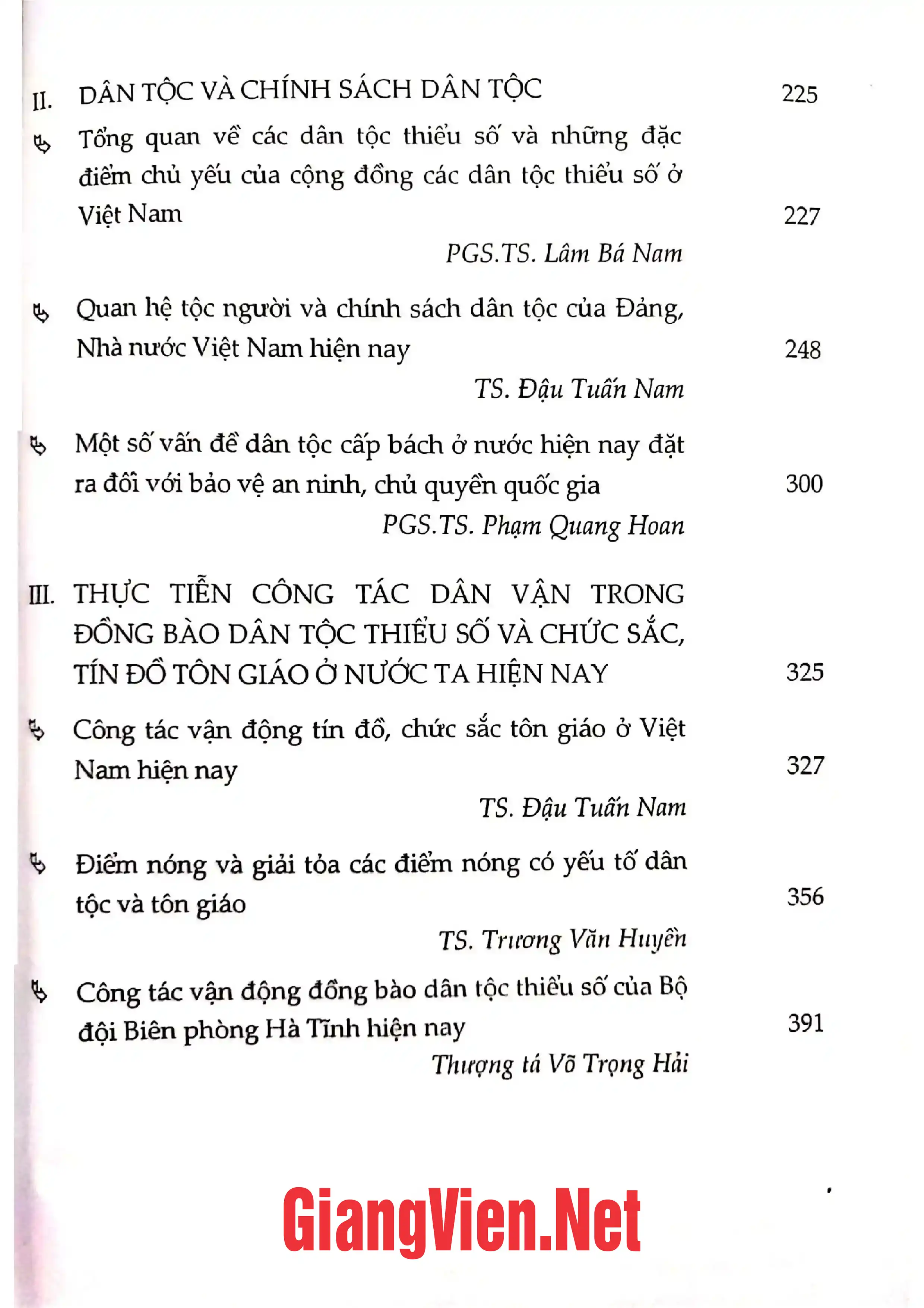 Ảnh minh họa nội dung cuốn sách: Một số chuyên đề về dân tộc và tôn giáo