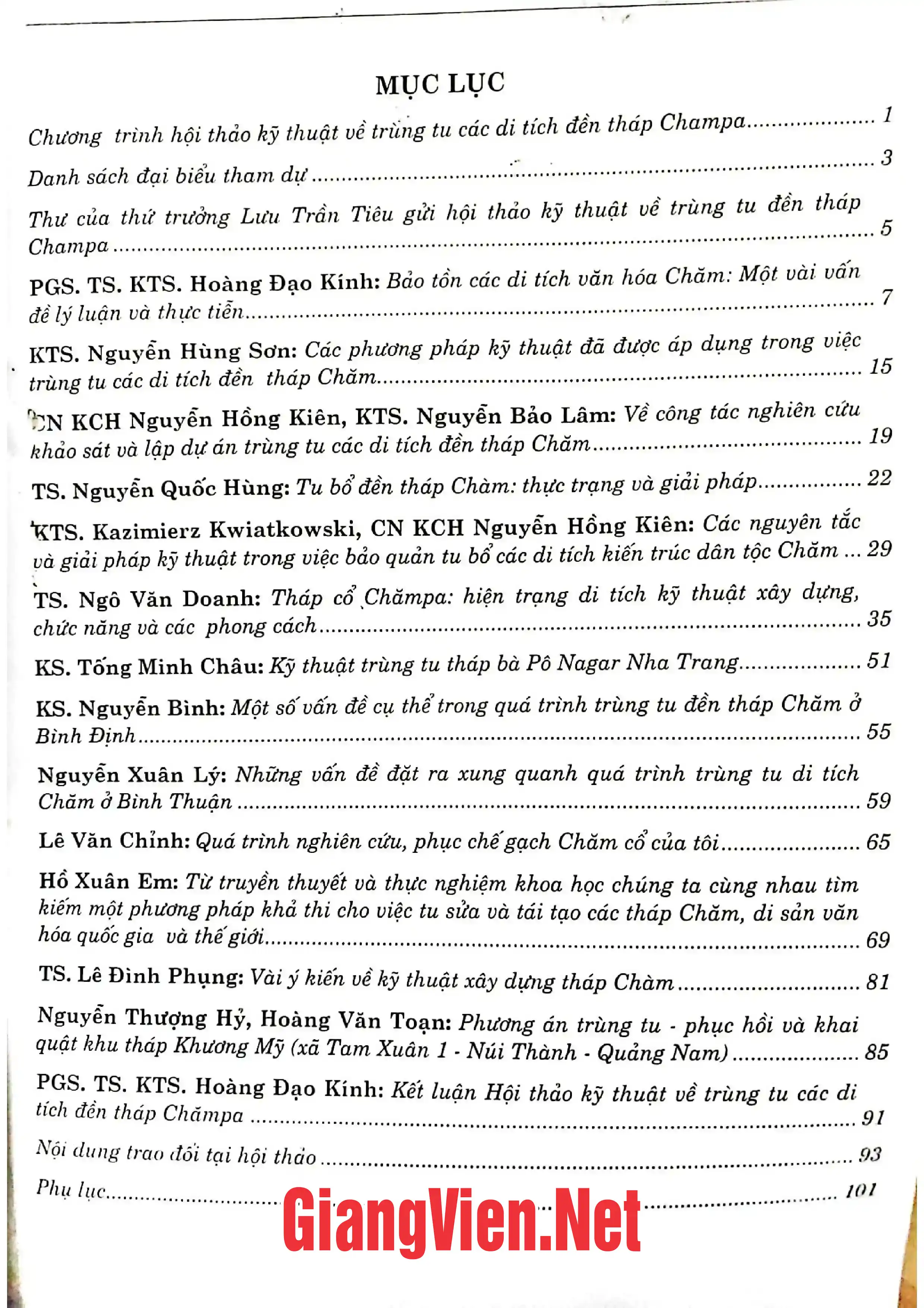Trang bìa chính thức sách Trùng tu các di tích đền tháp Champa - kỹ thuật lần thứ nhất