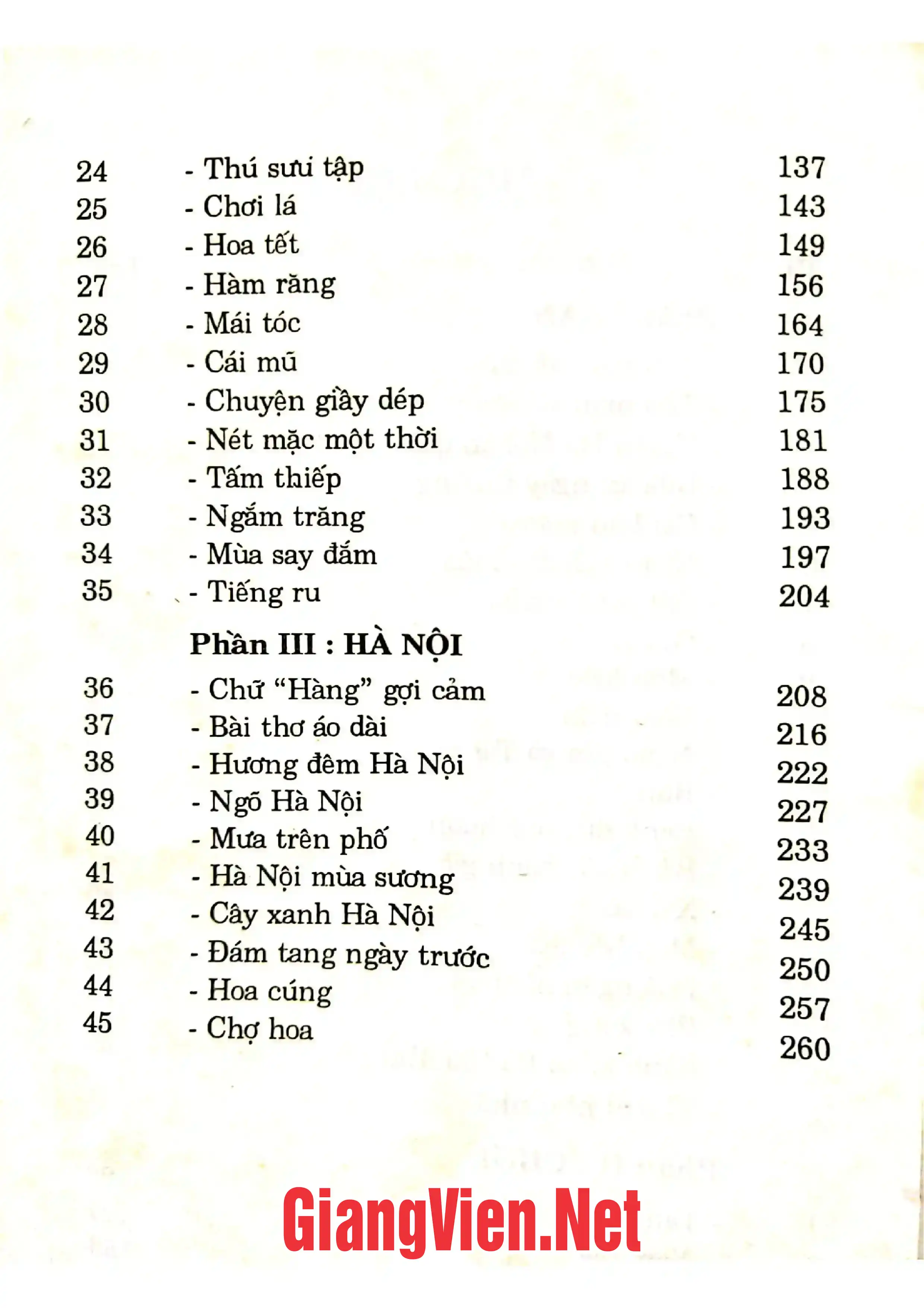 Mục lục chi tiết trang 1 sách Thú ăn chơi người Hà Nội