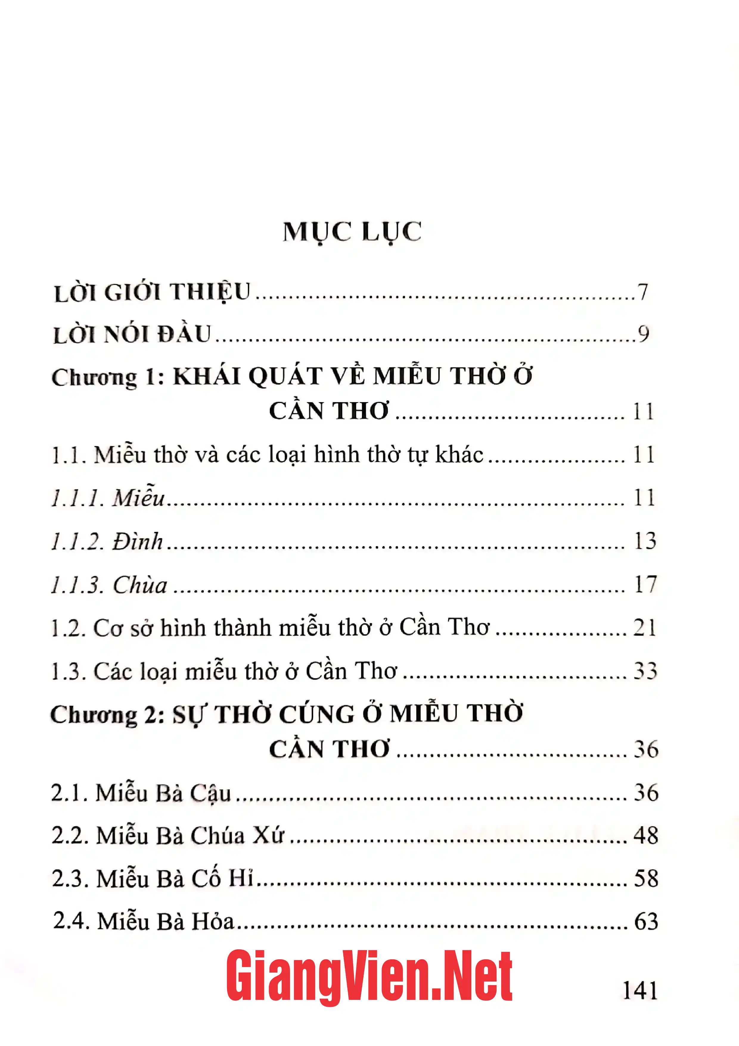 Trang bìa chính thức sách Miếu thờ ở Cần Thơ