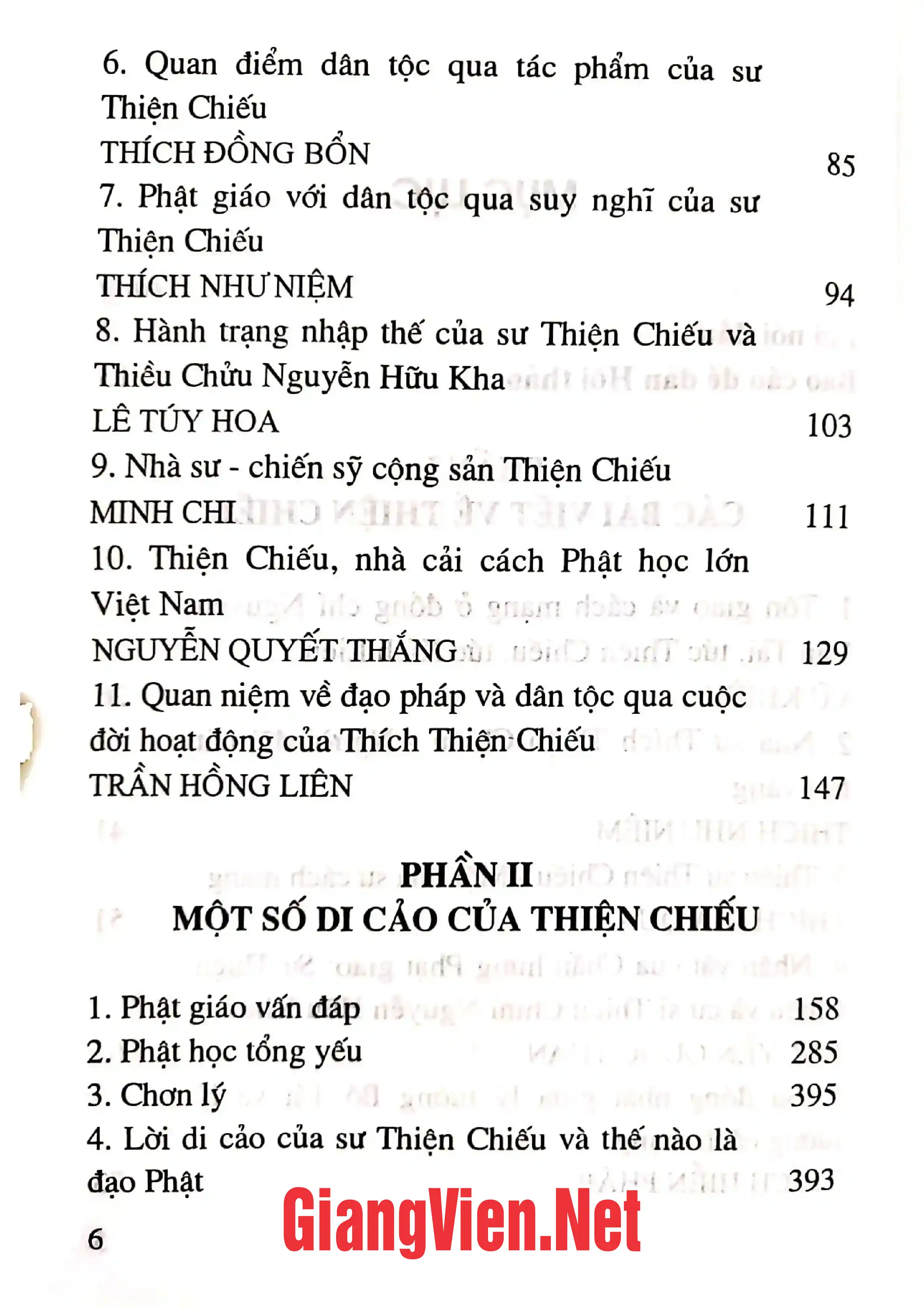 Mục lục chi tiết trang 1 sách Thiện Chiếu nhà sư - chiến sỹ cách mạng
