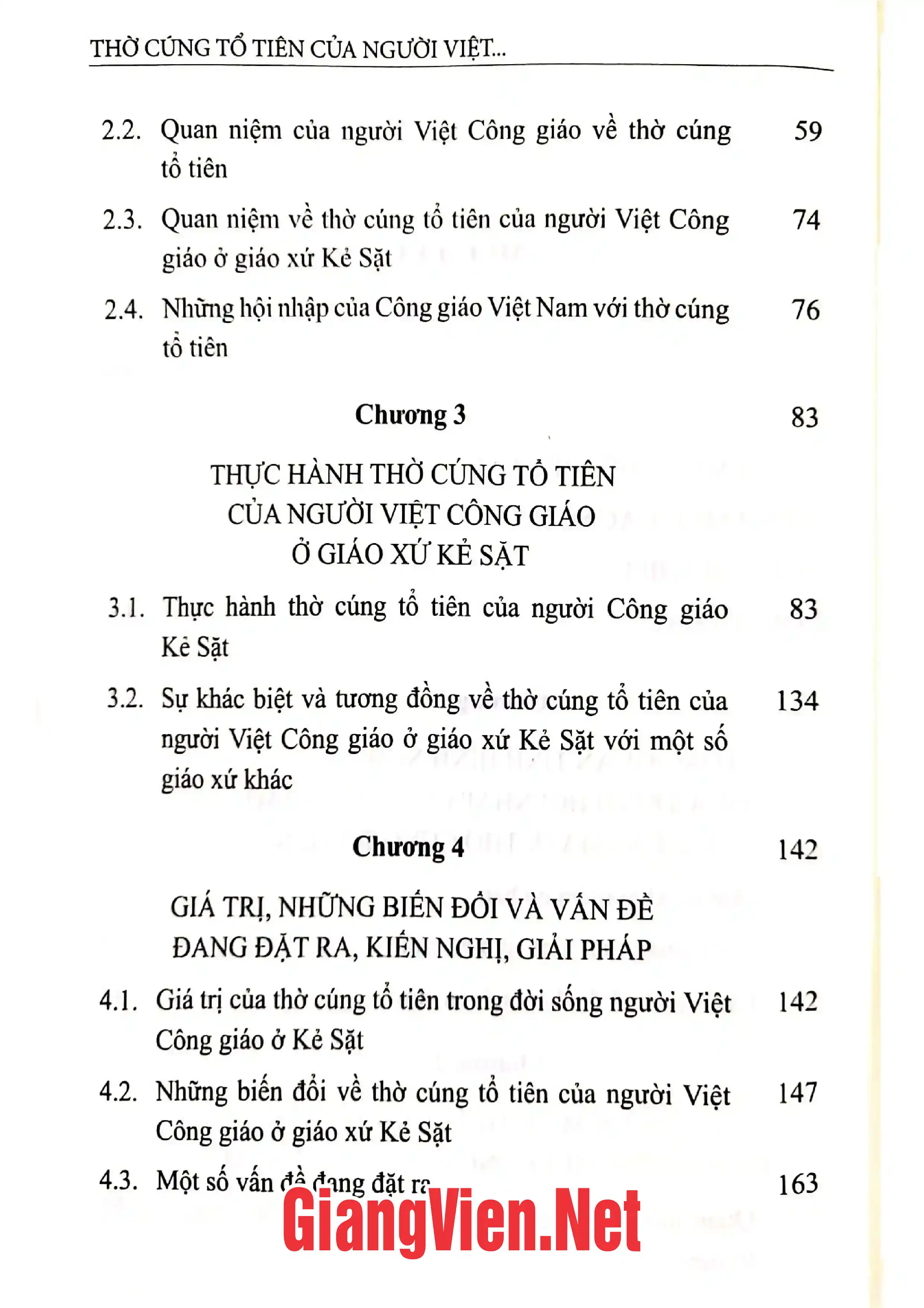 Mục lục chi tiết trang 1 sách Thờ cúng tổ tiên của người Việt Công giáo Nghiên cứu trường hợp giáo xứ Kẻ Sặt, Hải Dương