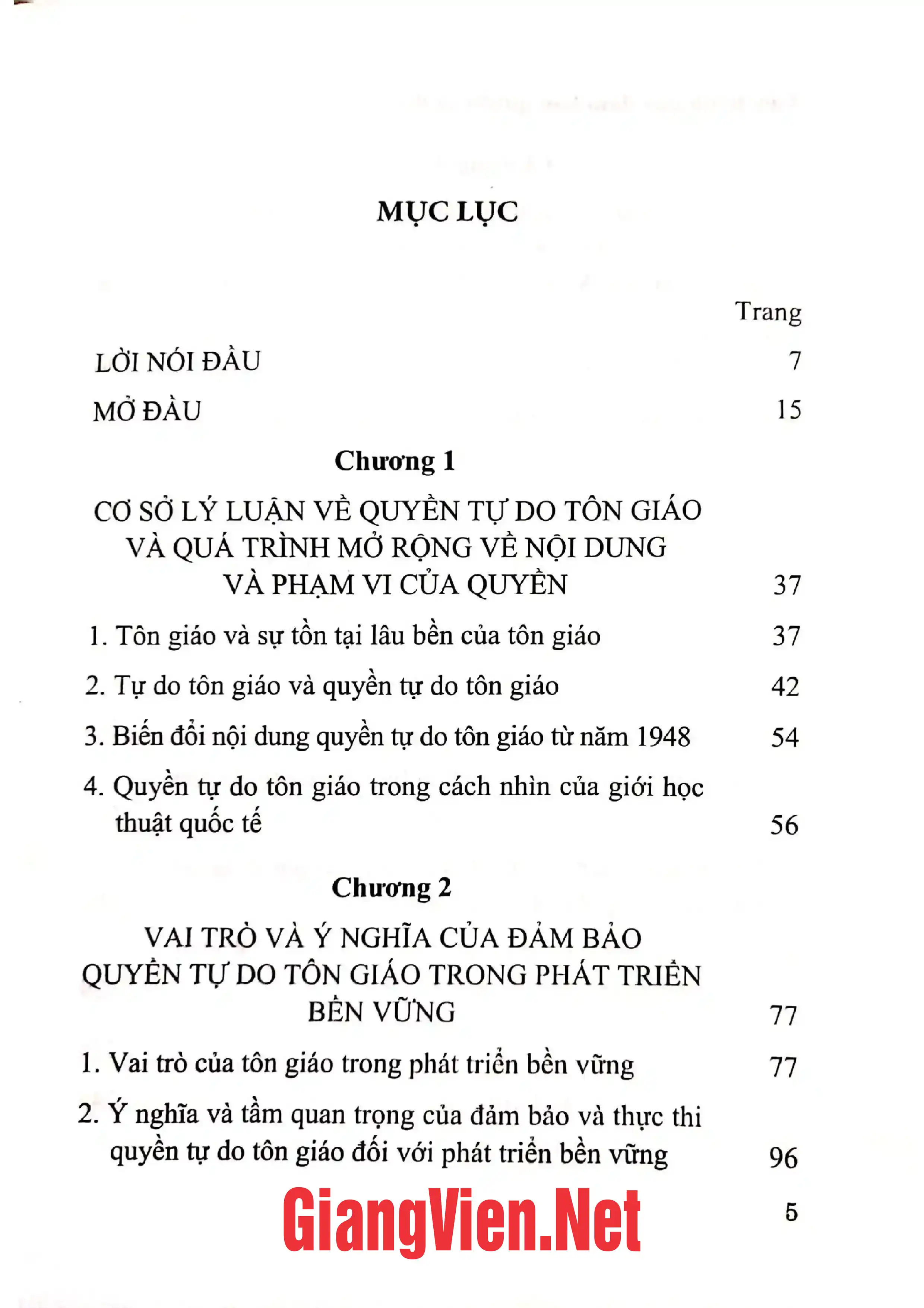 Trang bìa chính thức sách Tiến trình của đảm bảo quyền tự do tôn giáo trong bối cảnh phát triển bền vững ở Việt Nam.