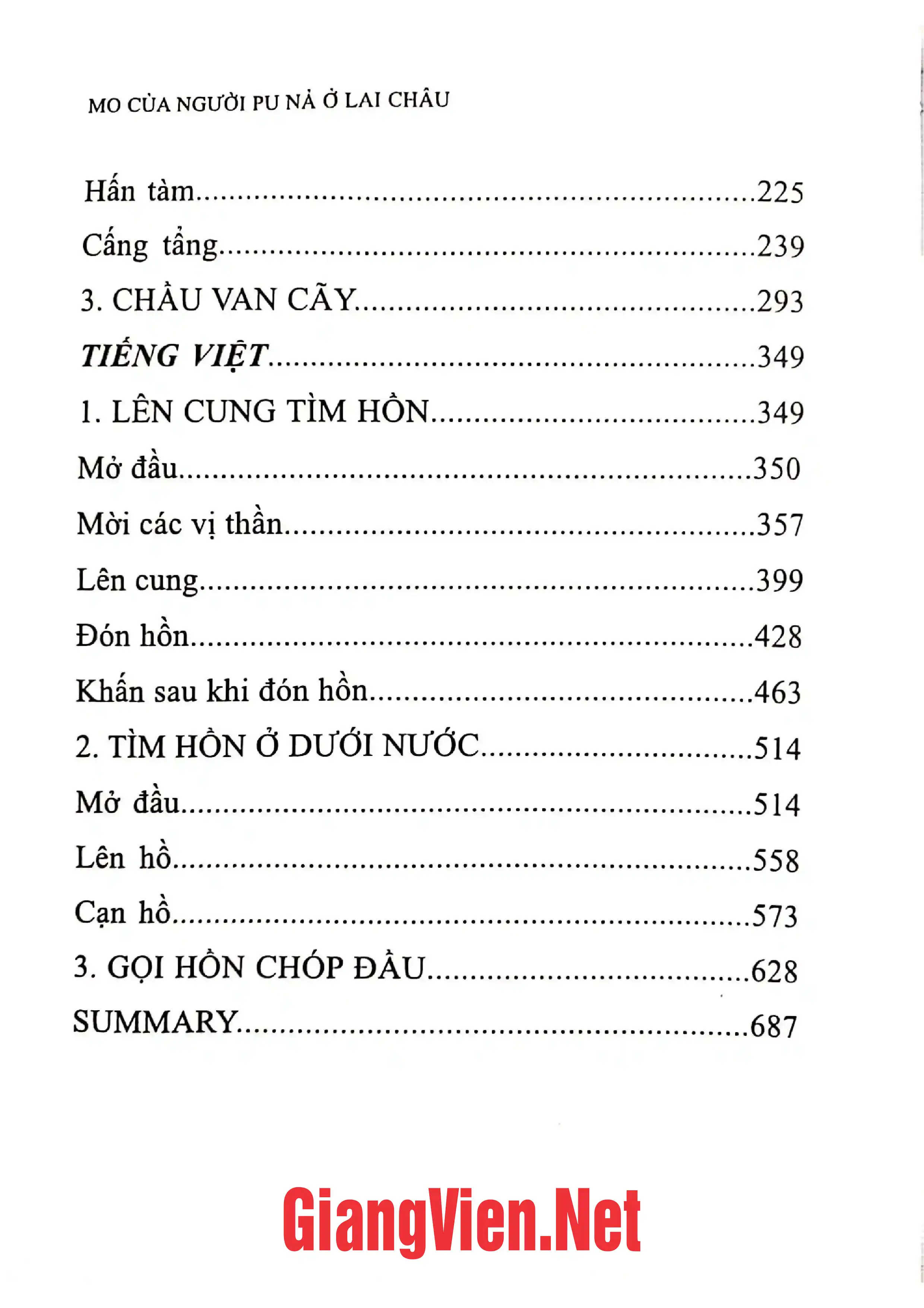 Mục lục chi tiết trang 1 sách Mo của người Pu Nả ở Lai Châu